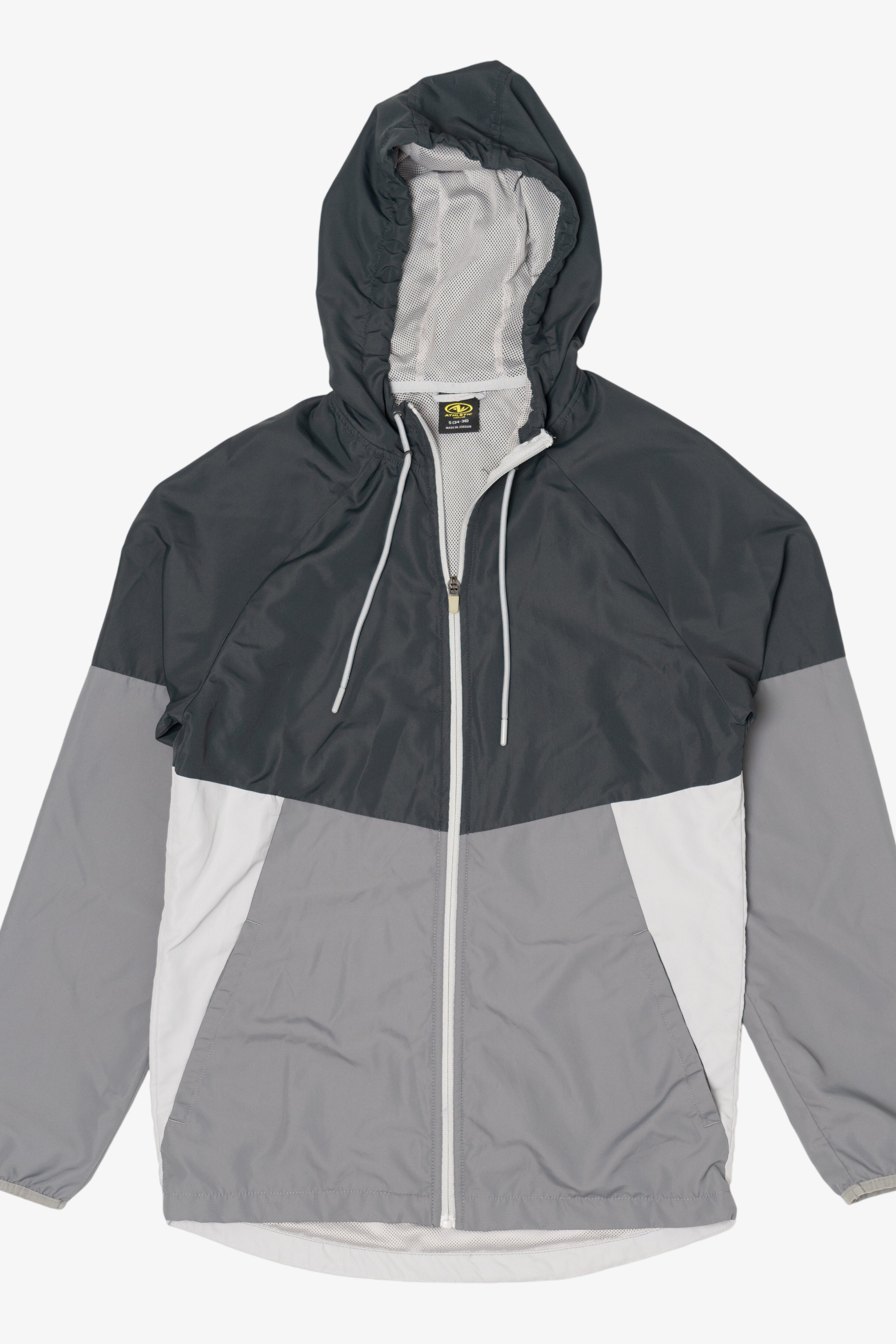 Gray Athletic Works Hooded Windbreaker Jacket