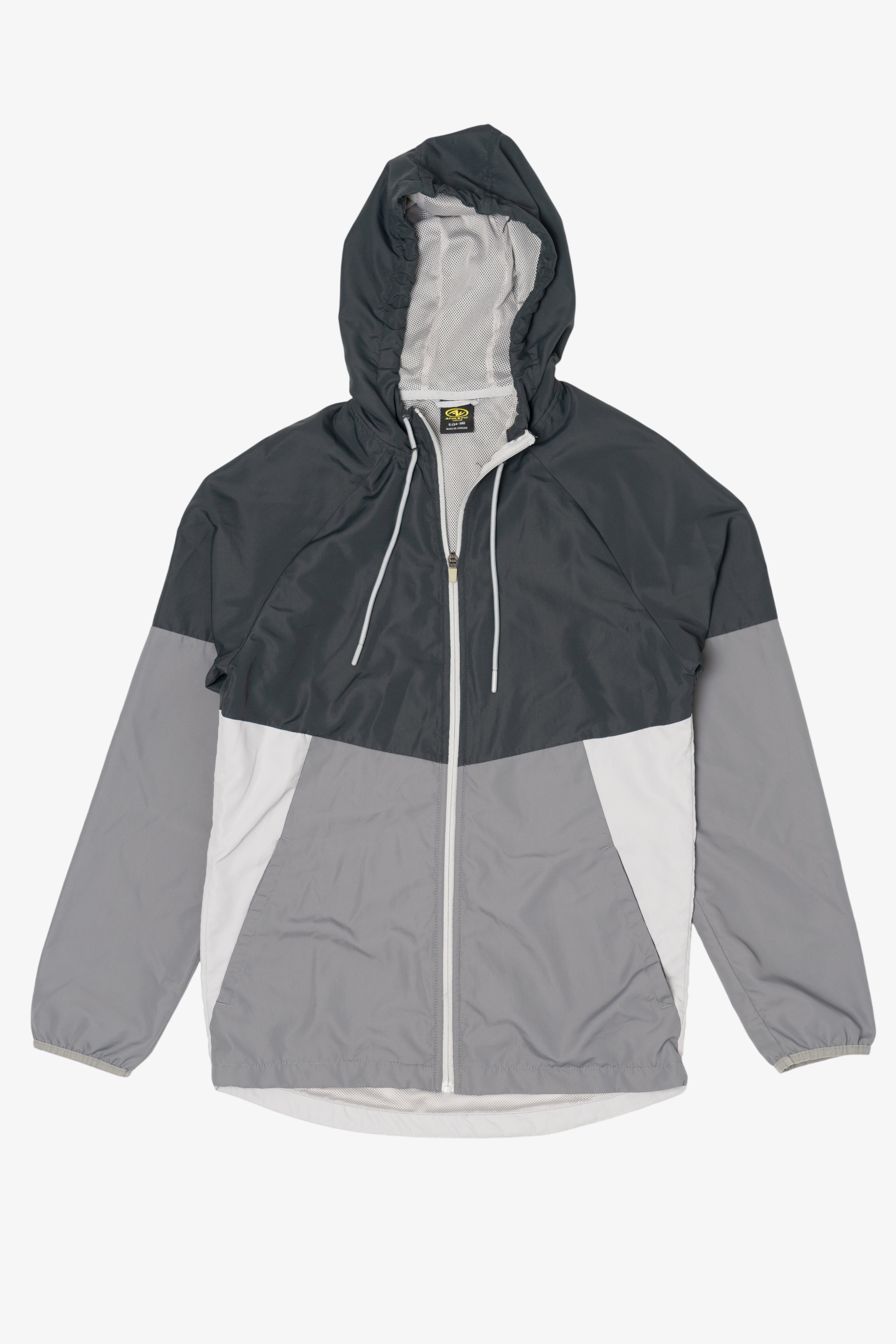 Gray Athletic Works Hooded Windbreaker Jacket