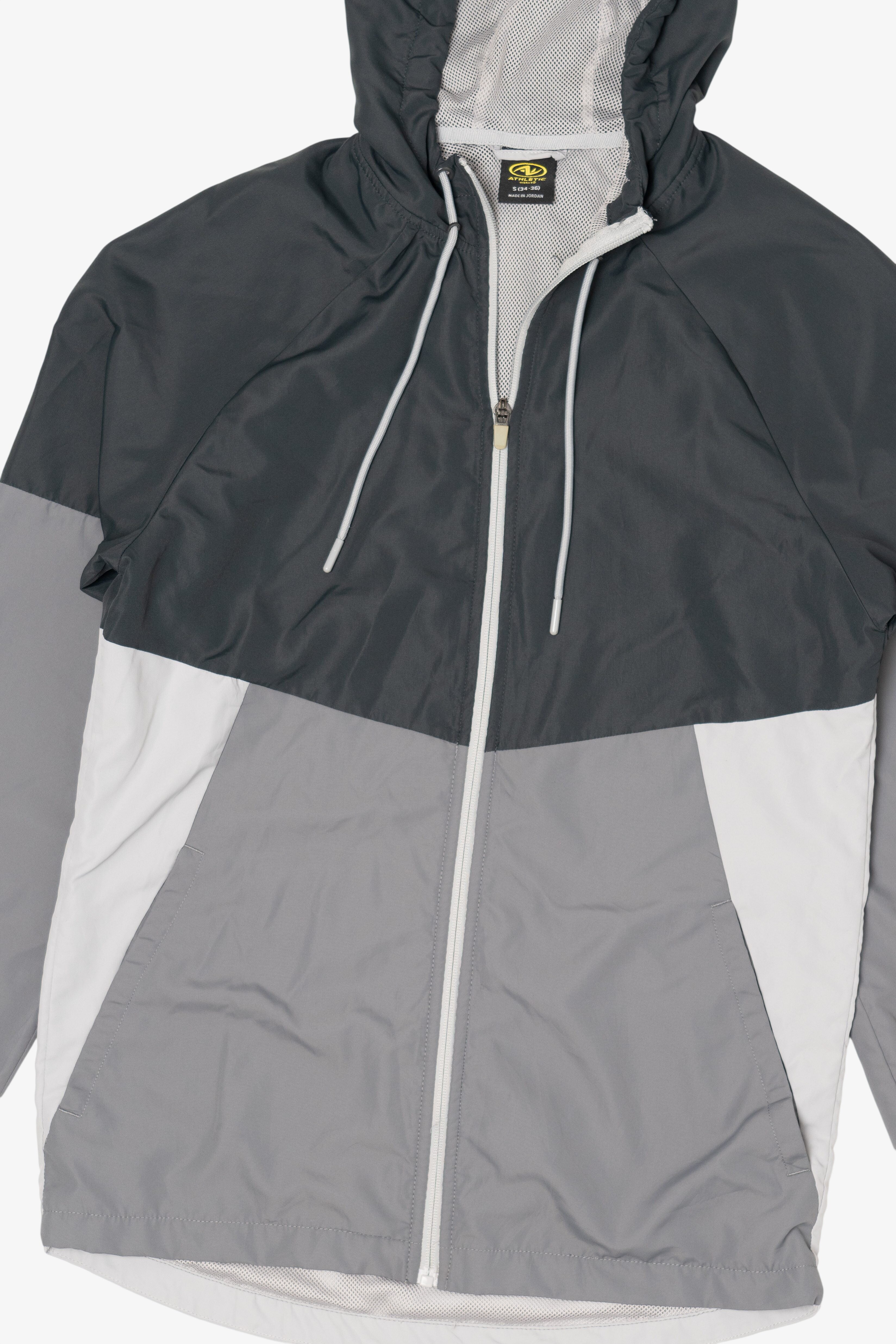 Gray Athletic Works Hooded Windbreaker Jacket