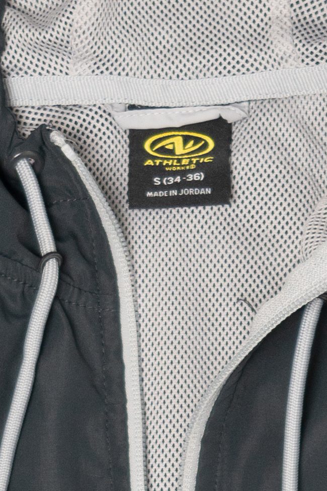 Gray Athletic Works Hooded Windbreaker Jacket