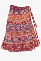 Exotic India Elephant And Deer Wrap Around Maxi Skirt