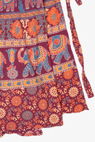 Exotic India Elephant And Deer Wrap Around Maxi Skirt