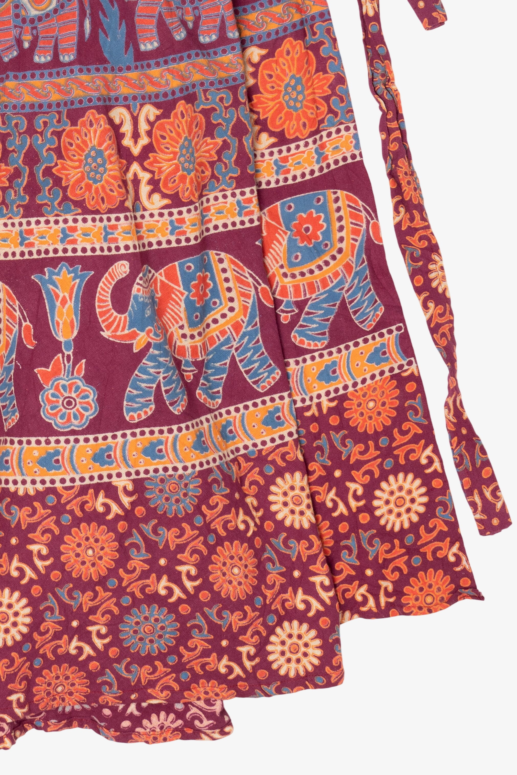 Exotic India Elephant And Deer Wrap Around Maxi Skirt
