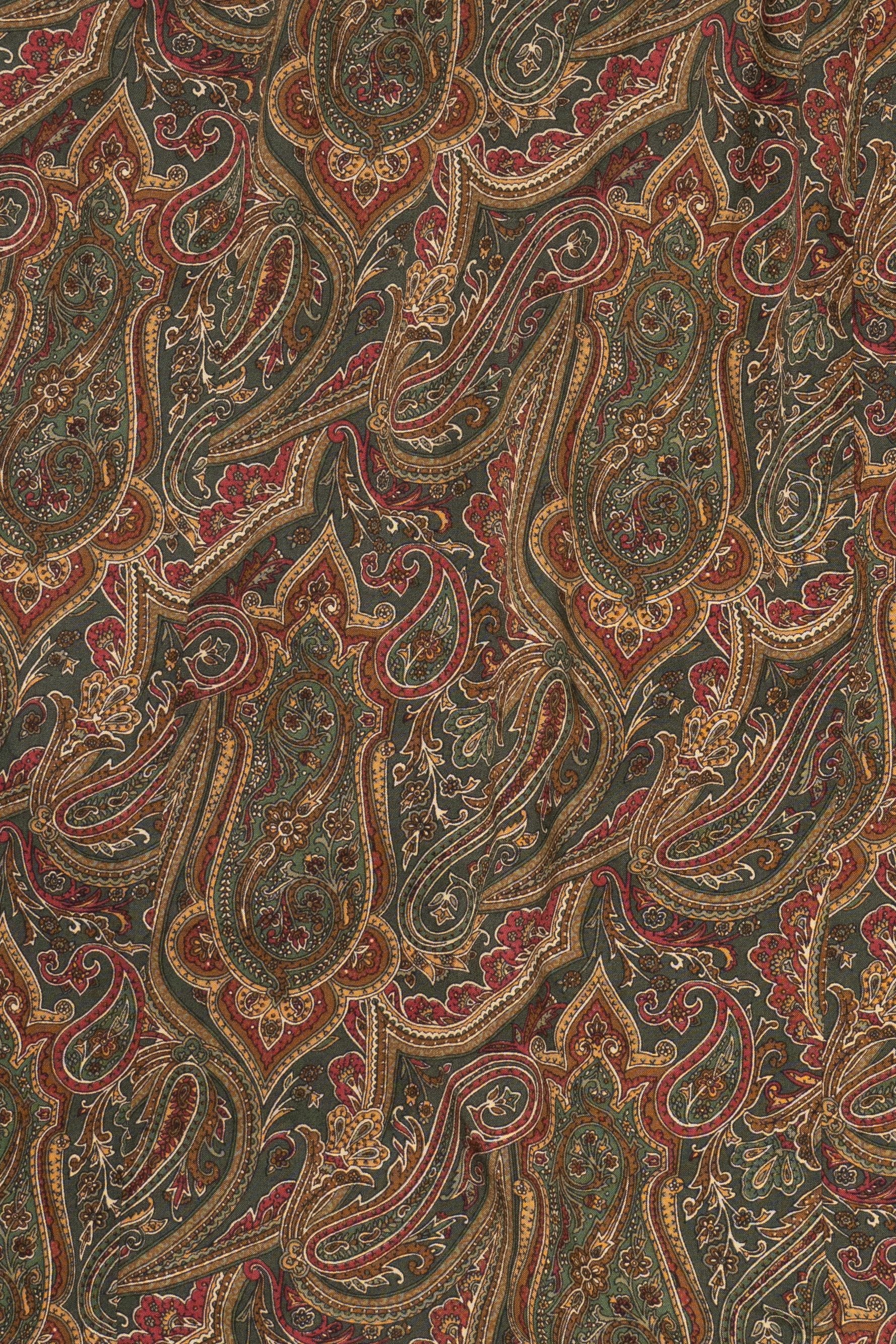 Vintage Olive Paisley Pattern Van Heusen Maxi Skirt (1990s)