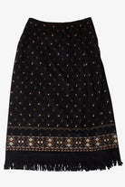 Black Fringe Wrap Maxi Skirt (2000s)