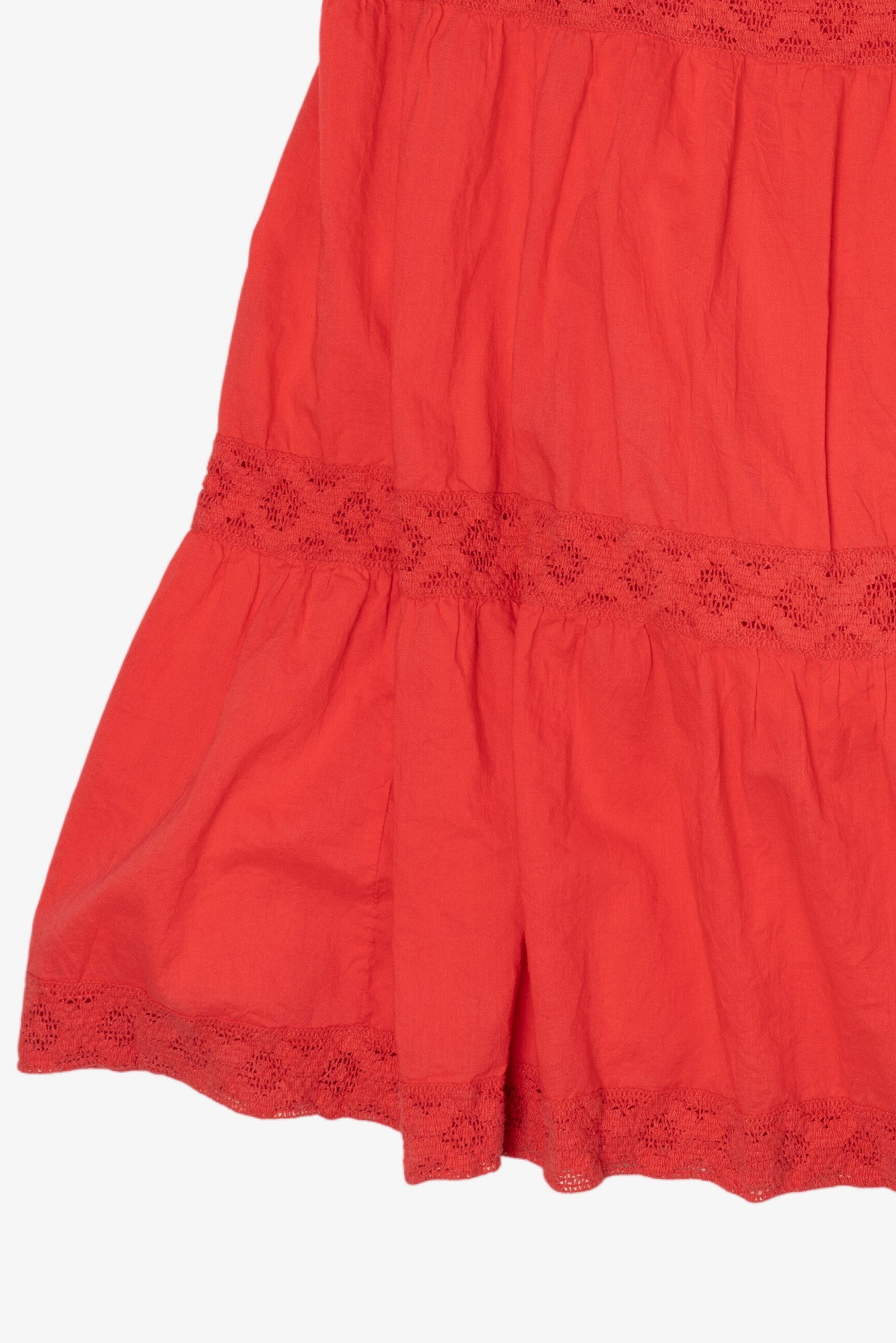 Vintage Red St. John's Bay Tiered lace Trim Skirt (1990s)