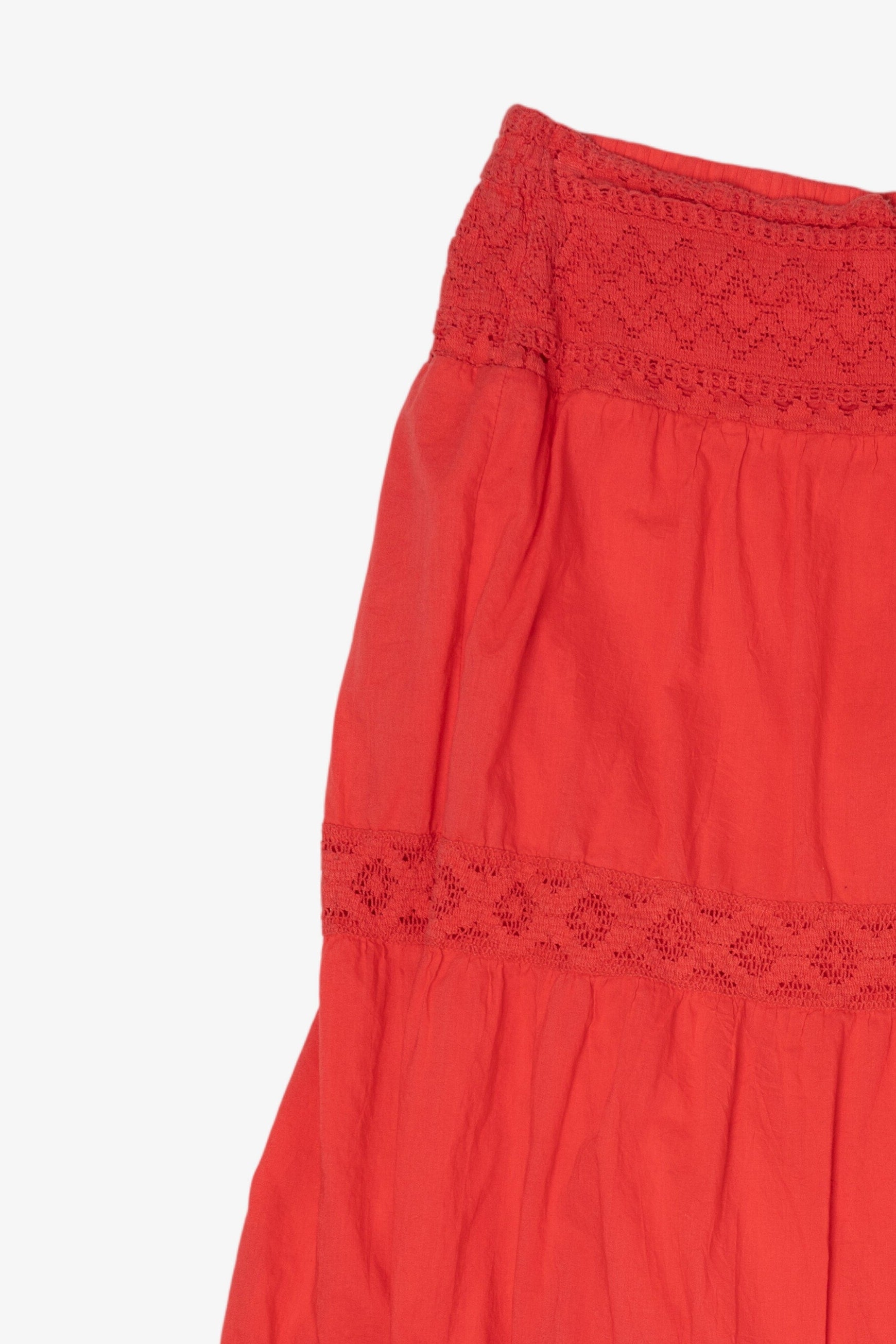 Vintage Red St. John's Bay Tiered lace Trim Skirt (1990s)