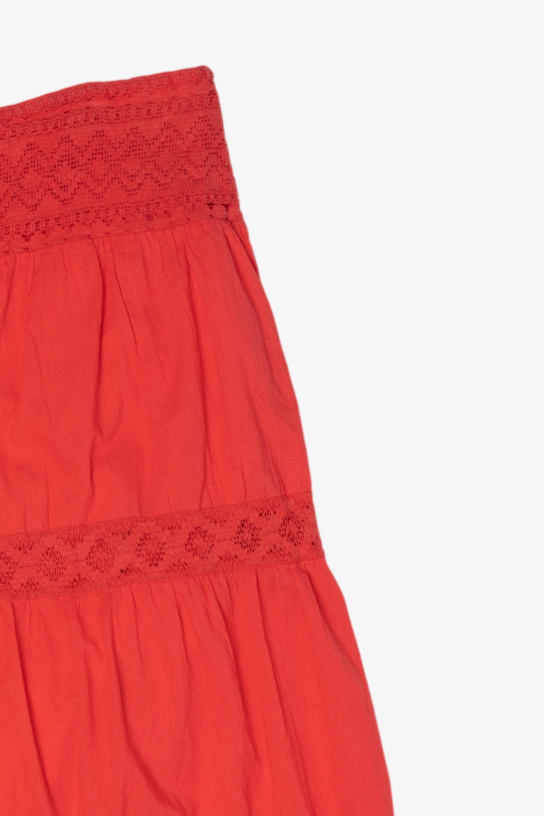 Vintage Red St. John's Bay Tiered lace Trim Skirt (1990s)