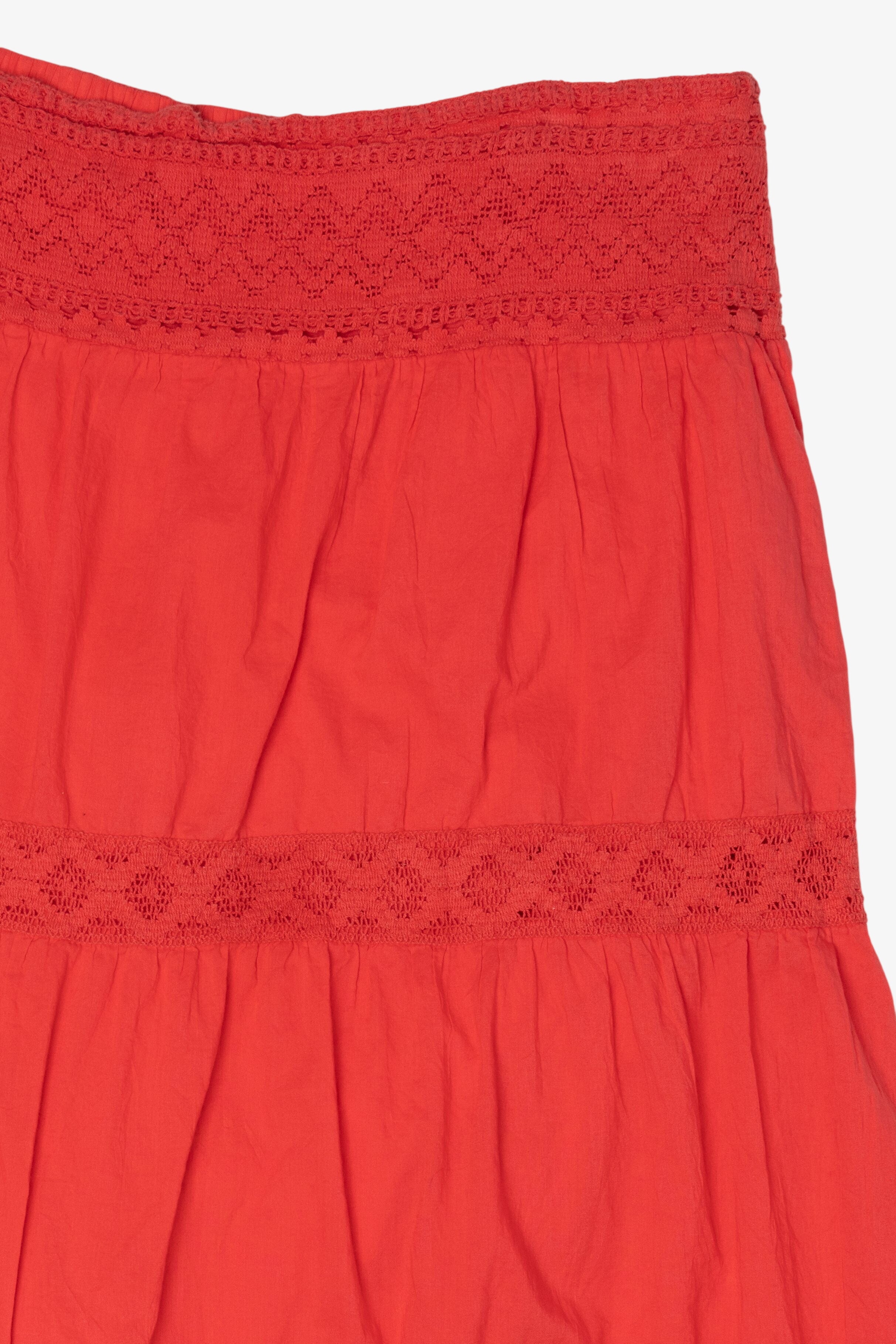 Vintage Red St. John's Bay Tiered lace Trim Skirt (1990s)