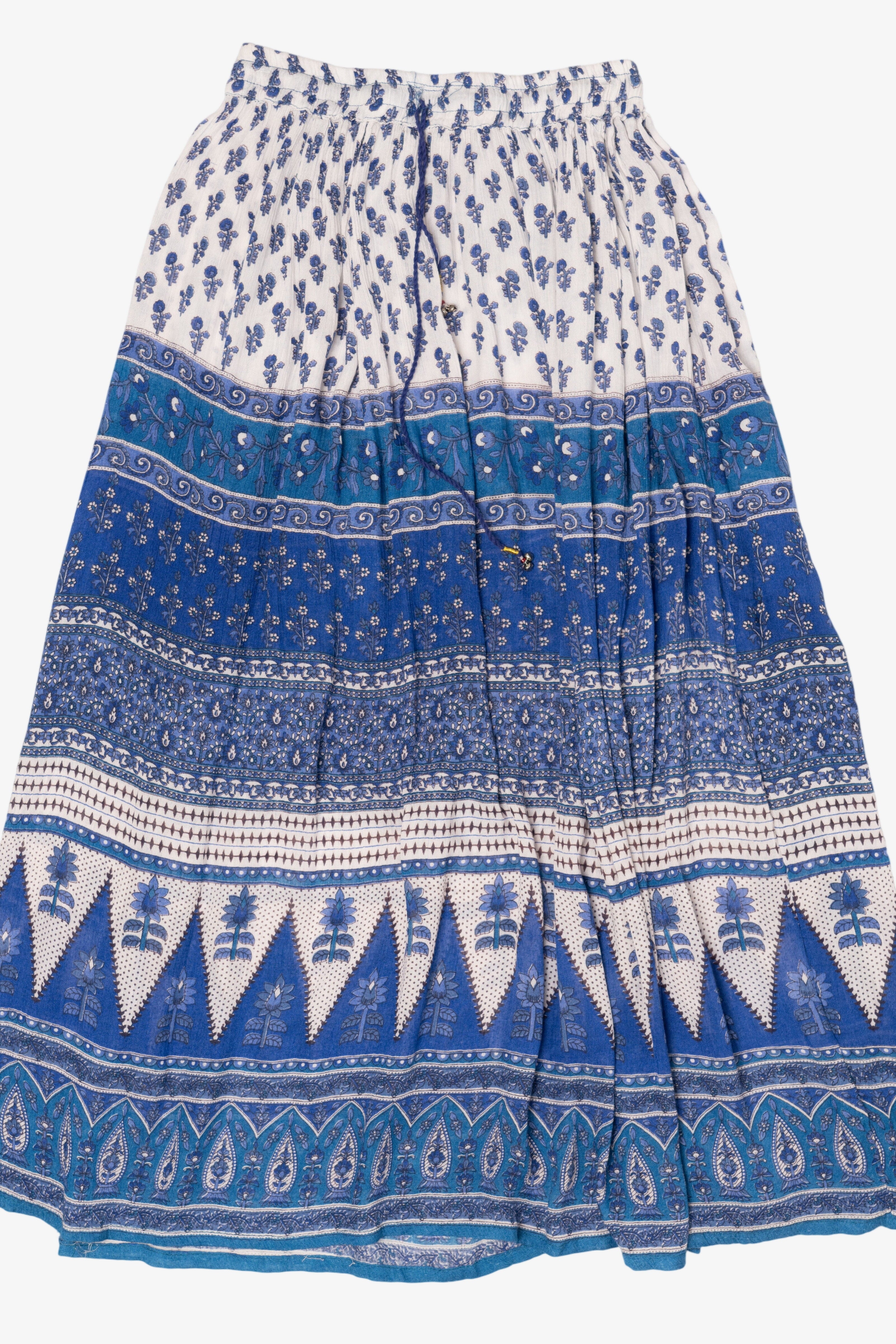 Blue And White Cute Options Tiered Pattern Flowy Skirt