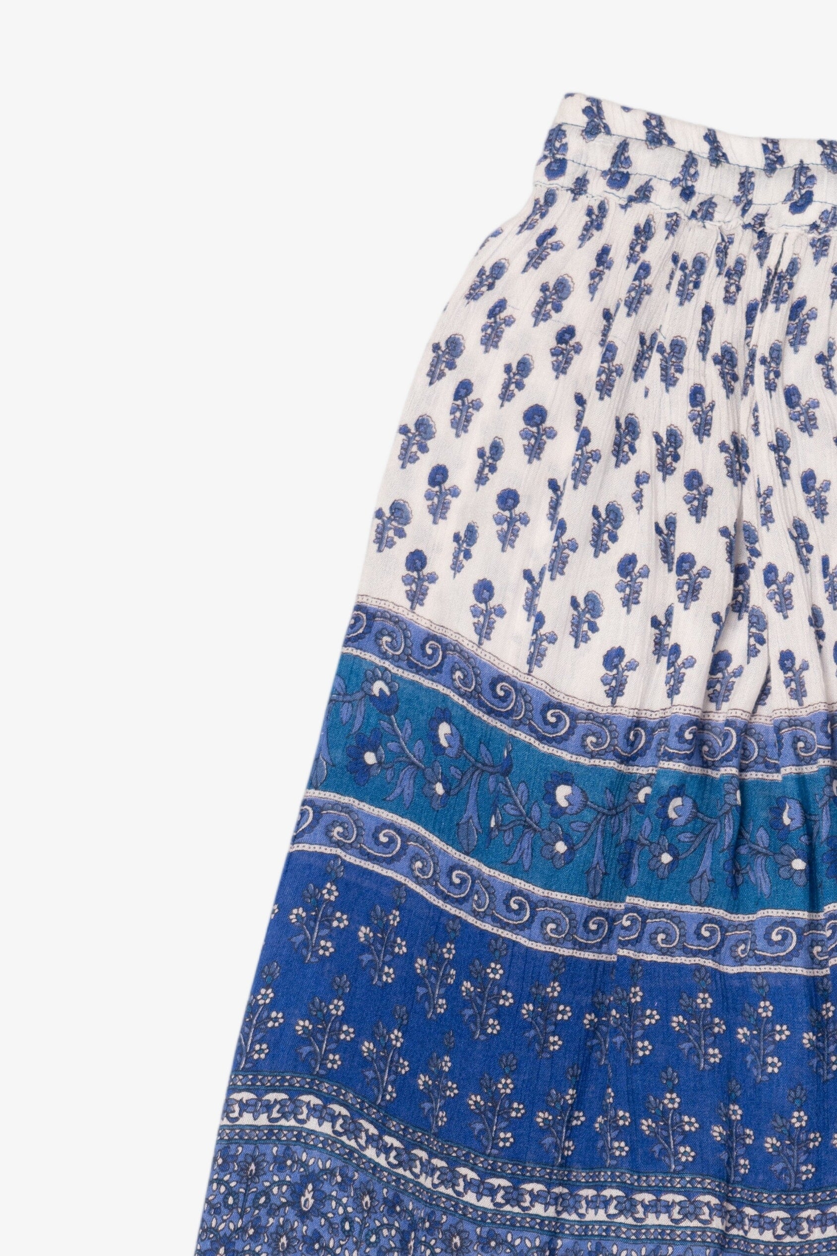Blue And White Cute Options Tiered Pattern Flowy Skirt