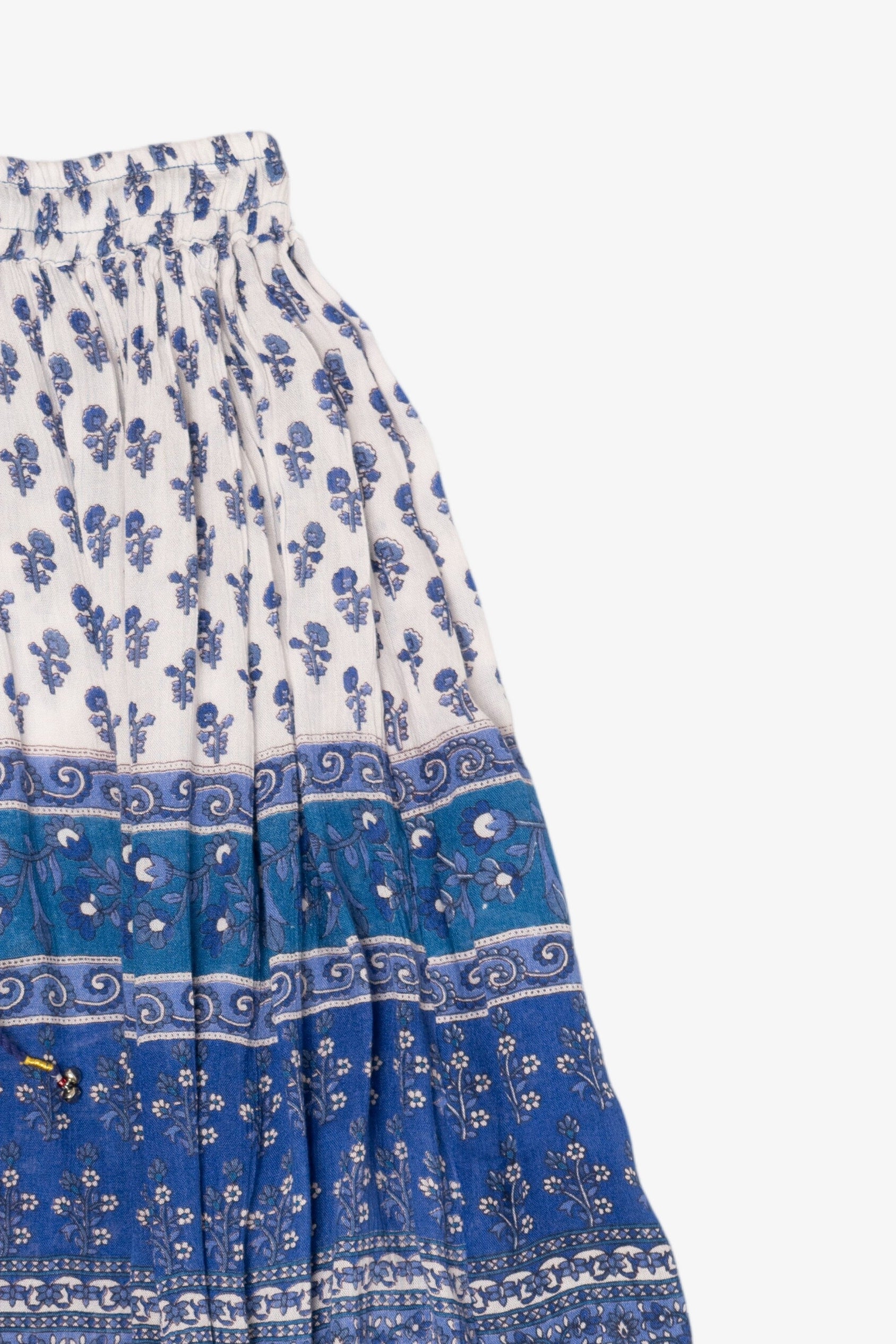 Blue And White Cute Options Tiered Pattern Flowy Skirt