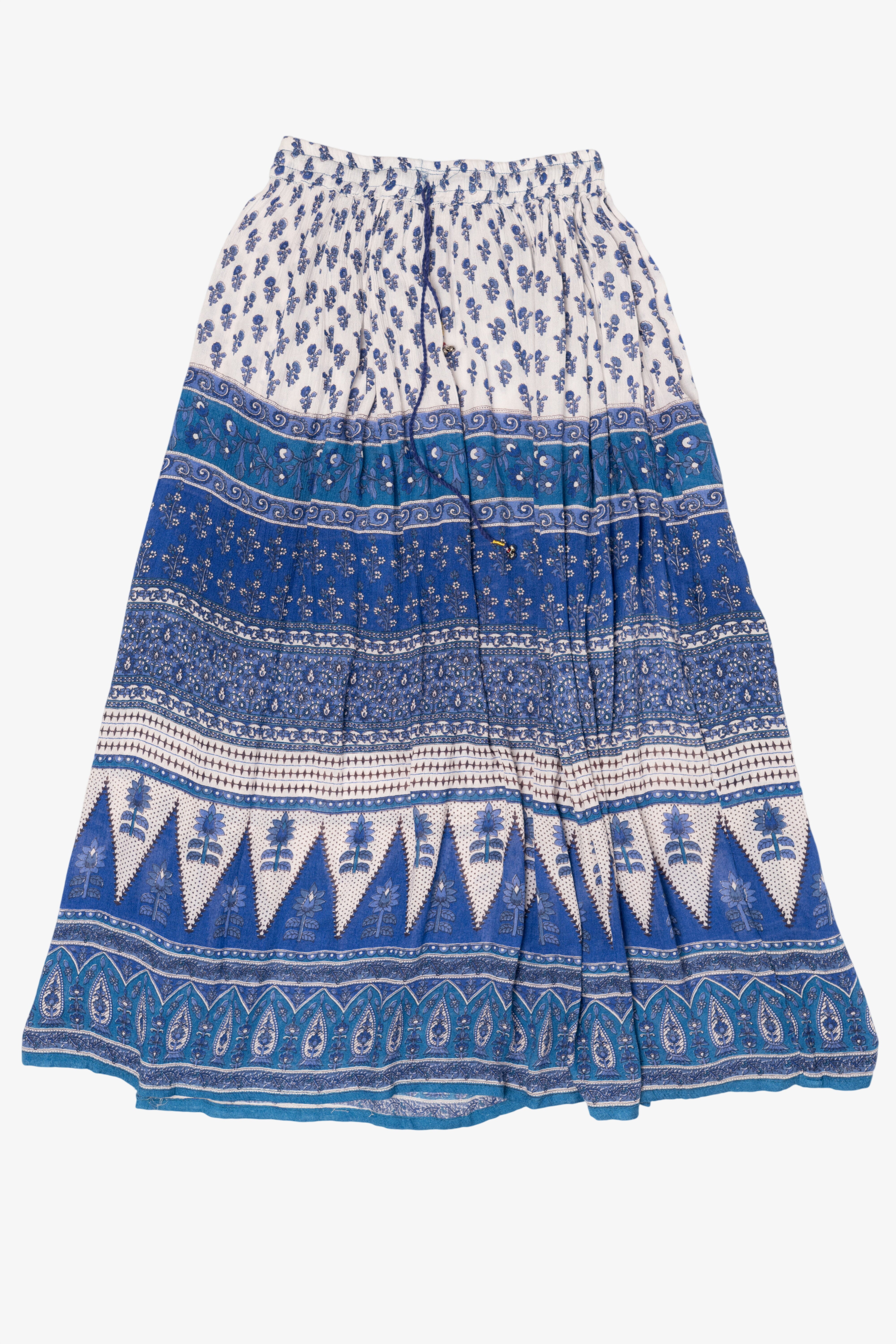 Blue And White Cute Options Tiered Pattern Flowy Skirt