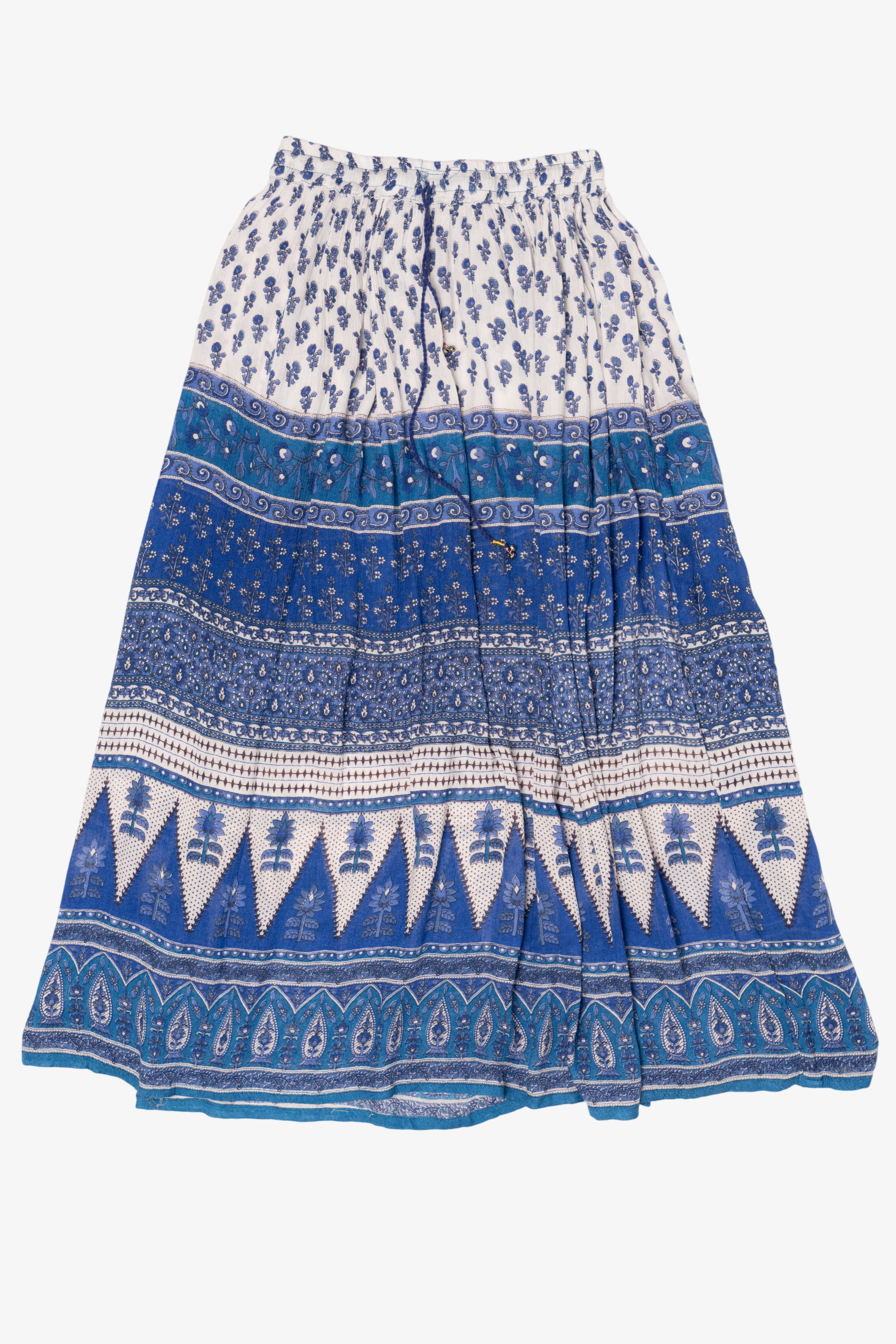 Blue And White Cute Options Tiered Pattern Flowy Skirt