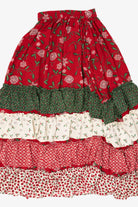 Vintage Patchwork Holiday Tiered Maxi Skirt (1990s)