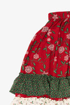 Vintage Patchwork Holiday Tiered Maxi Skirt (1990s)
