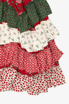 Vintage Patchwork Holiday Tiered Maxi Skirt (1990s)