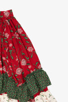 Vintage Patchwork Holiday Tiered Maxi Skirt (1990s)