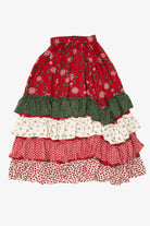 Vintage Patchwork Holiday Tiered Maxi Skirt (1990s)