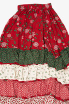 Vintage Patchwork Holiday Tiered Maxi Skirt (1990s)