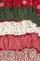 Vintage Patchwork Holiday Tiered Maxi Skirt (1990s)