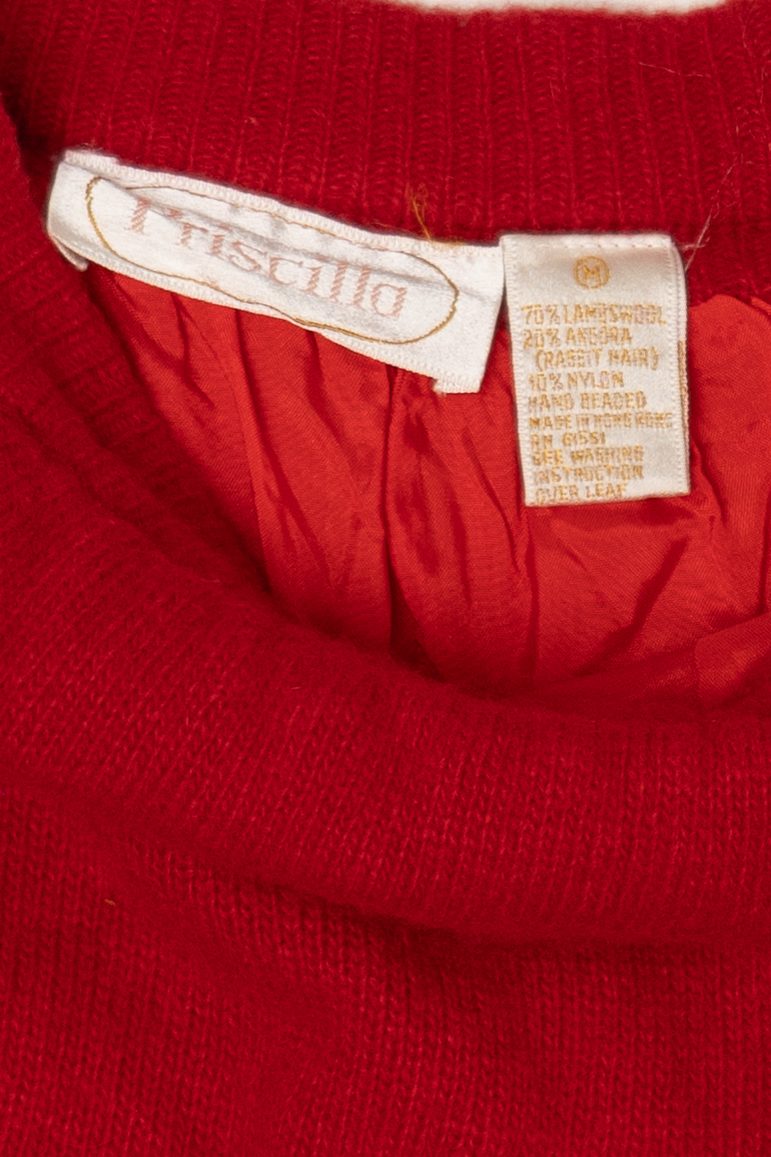 Vintage Red Priscilla Midi Pencil Skirt (1980s)