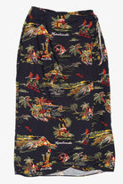 Vintage Navy Blue Hilo Hattie Hawaiian Wrap Skirt (1980s)