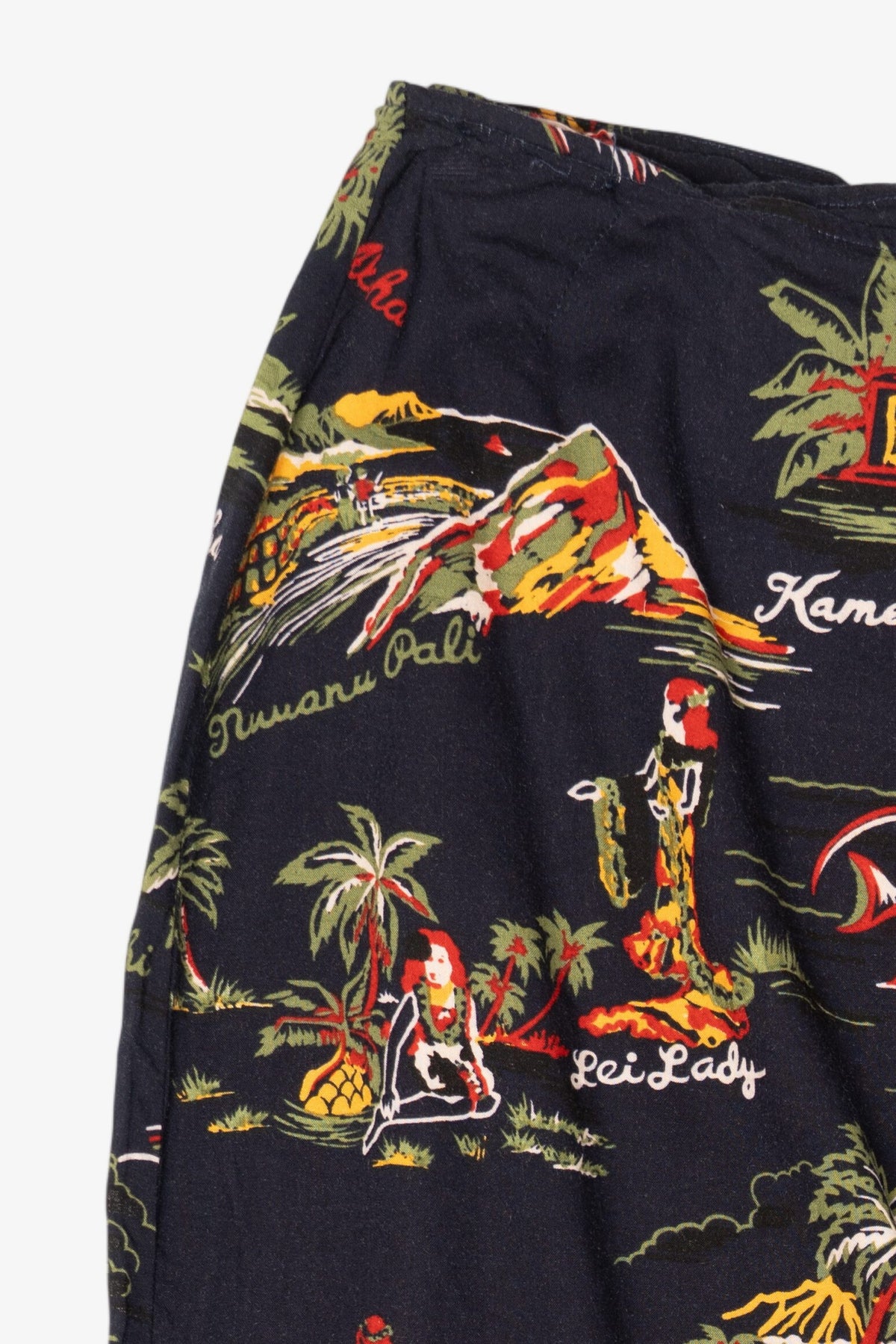 Vintage Navy Blue Hilo Hattie Hawaiian Wrap Skirt (1980s)