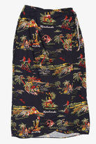Vintage Navy Blue Hilo Hattie Hawaiian Wrap Skirt (1980s)