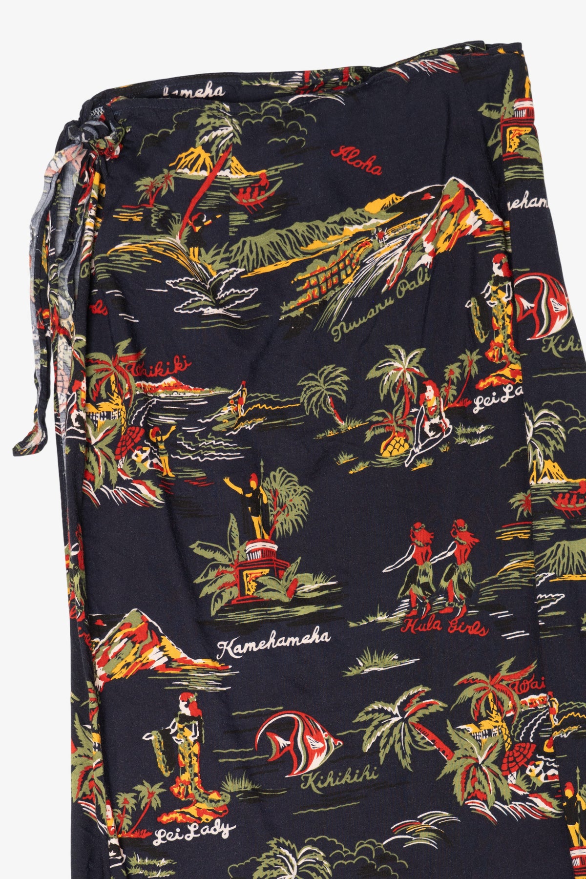 Vintage Navy Blue Hilo Hattie Hawaiian Wrap Skirt (1980s)