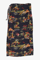 Vintage Navy Blue Hilo Hattie Hawaiian Wrap Skirt (1980s)