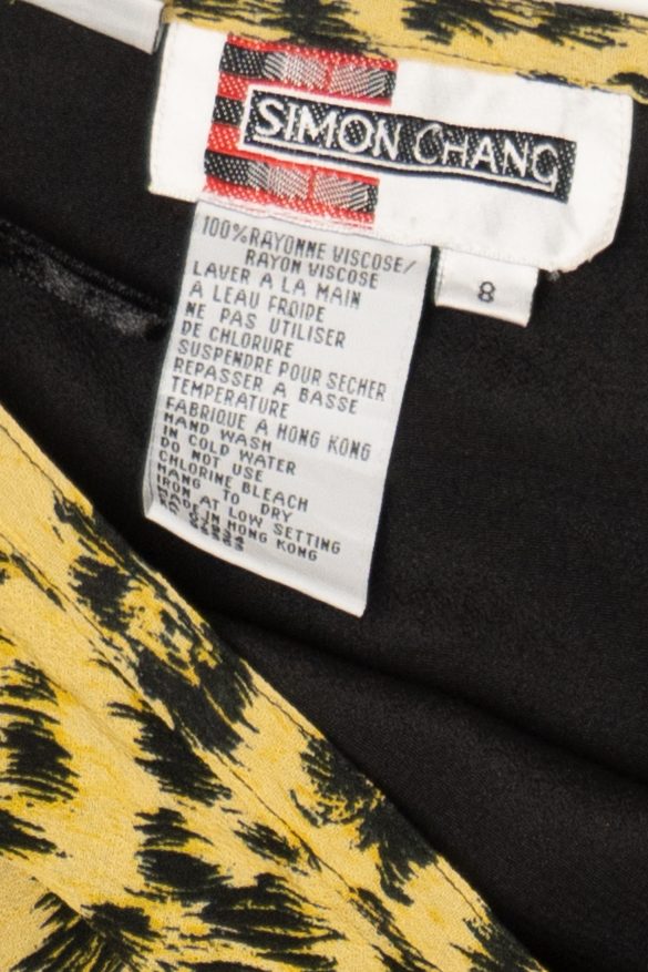 Vintage Yellow Leopard Print Simon Chang Wrap Skirt (1990s)