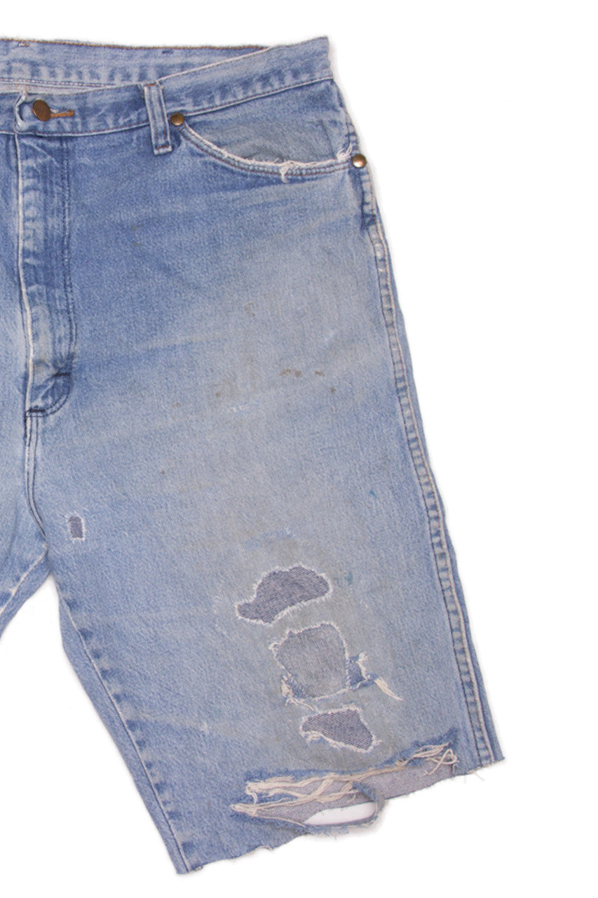 Patched Wrangler Denim Cut Off Shorts