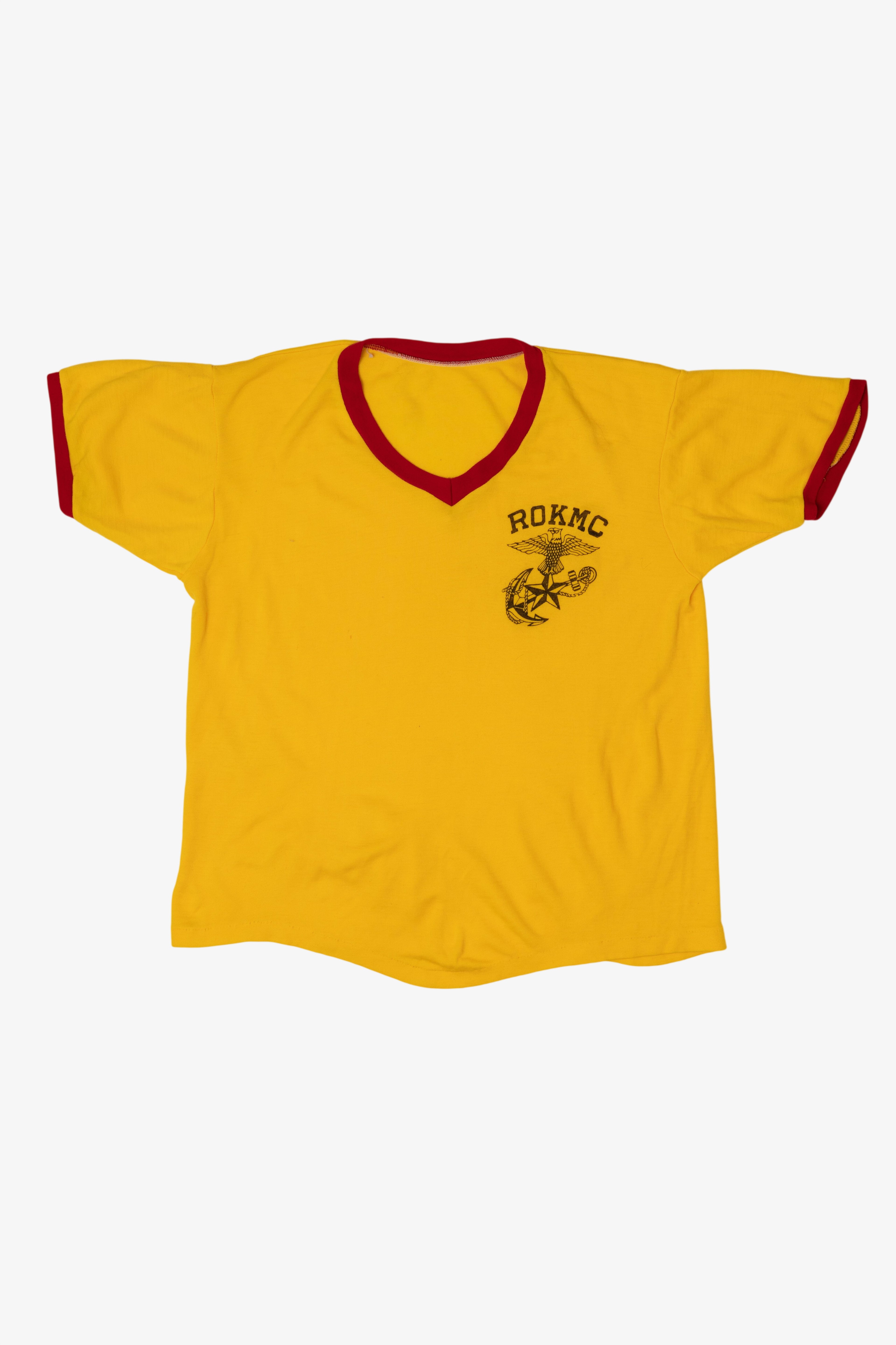 Vintage Yellow Republic Of Korea Marine Corp Ringer T-Shirt (1980s)