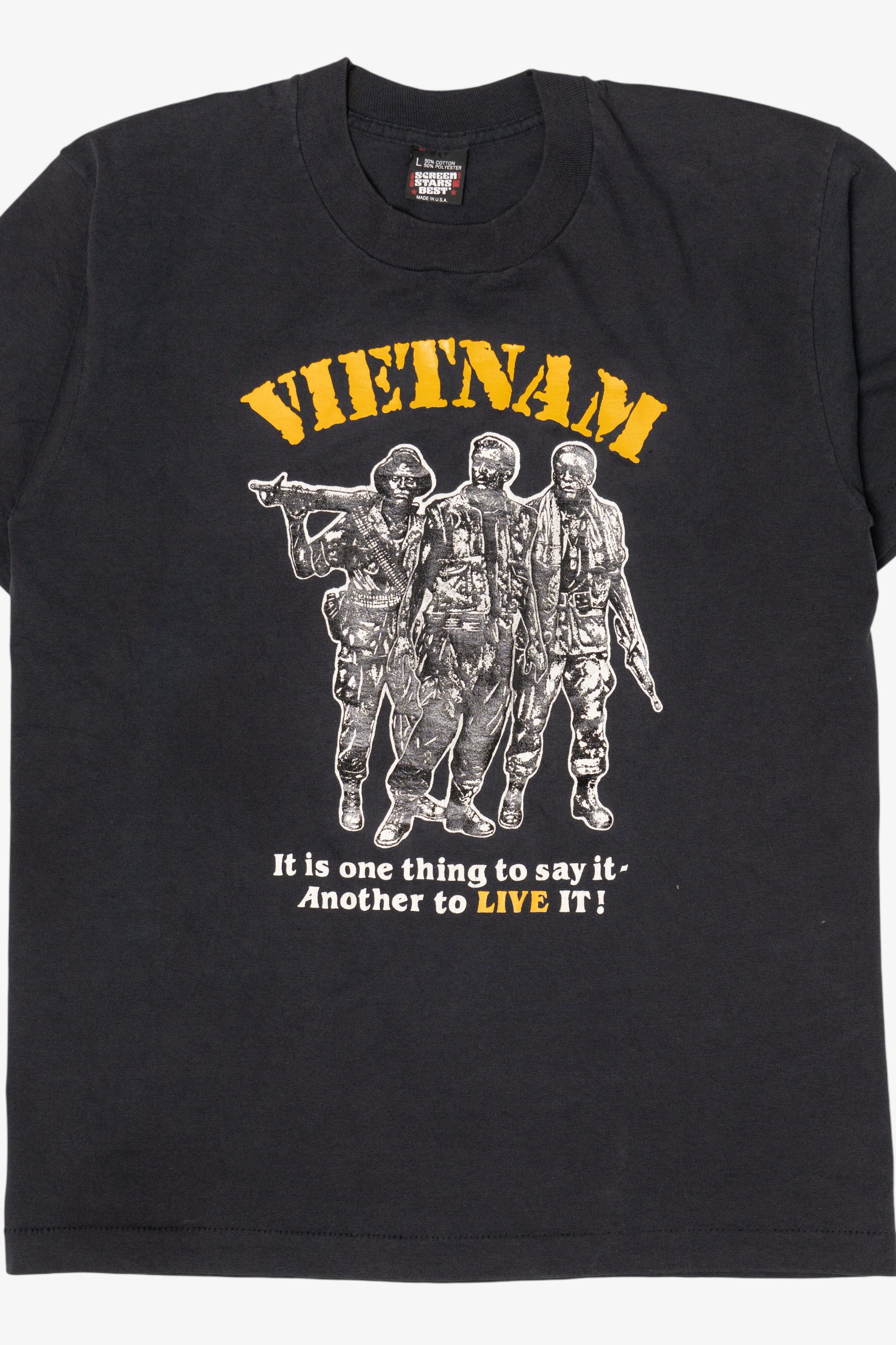 Vintage Vietnam Soldiers "Its One Thing To Say It" Black T-Shirt (1990s)