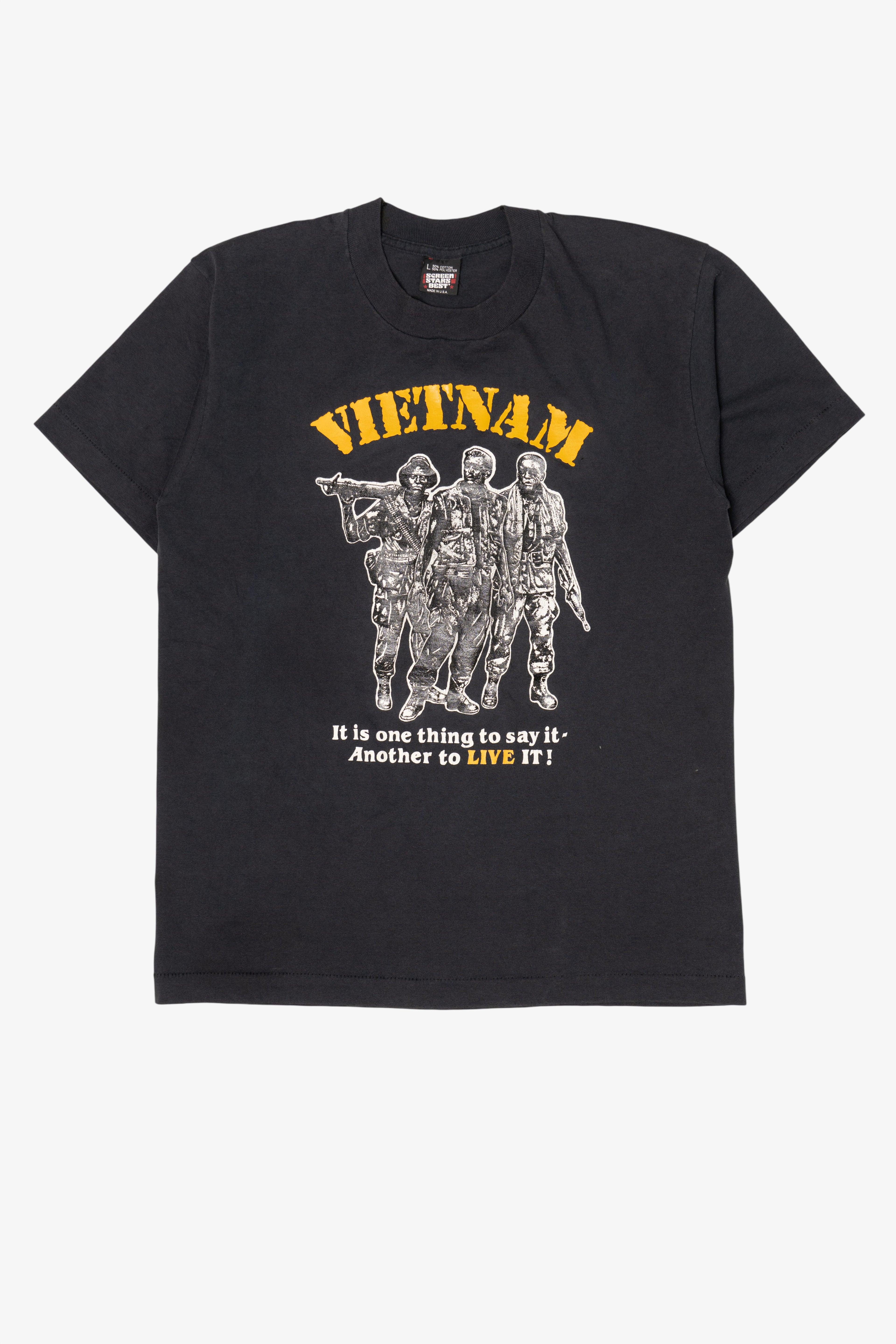 Vintage Vietnam Soldiers "Its One Thing To Say It" Black T-Shirt (1990s)