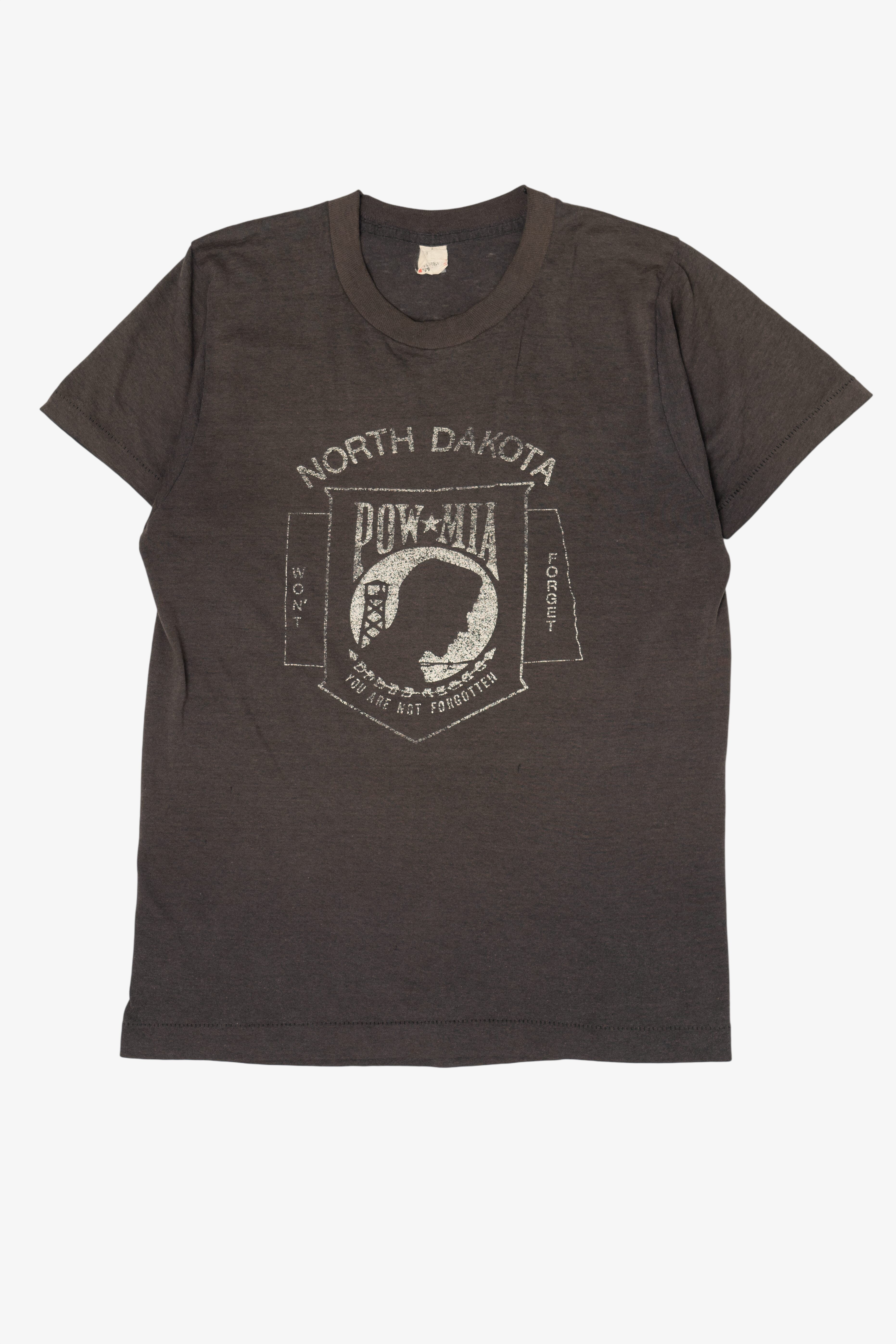 Vintage Brown North Dakota POW/MIA T-Shirt (1980s)