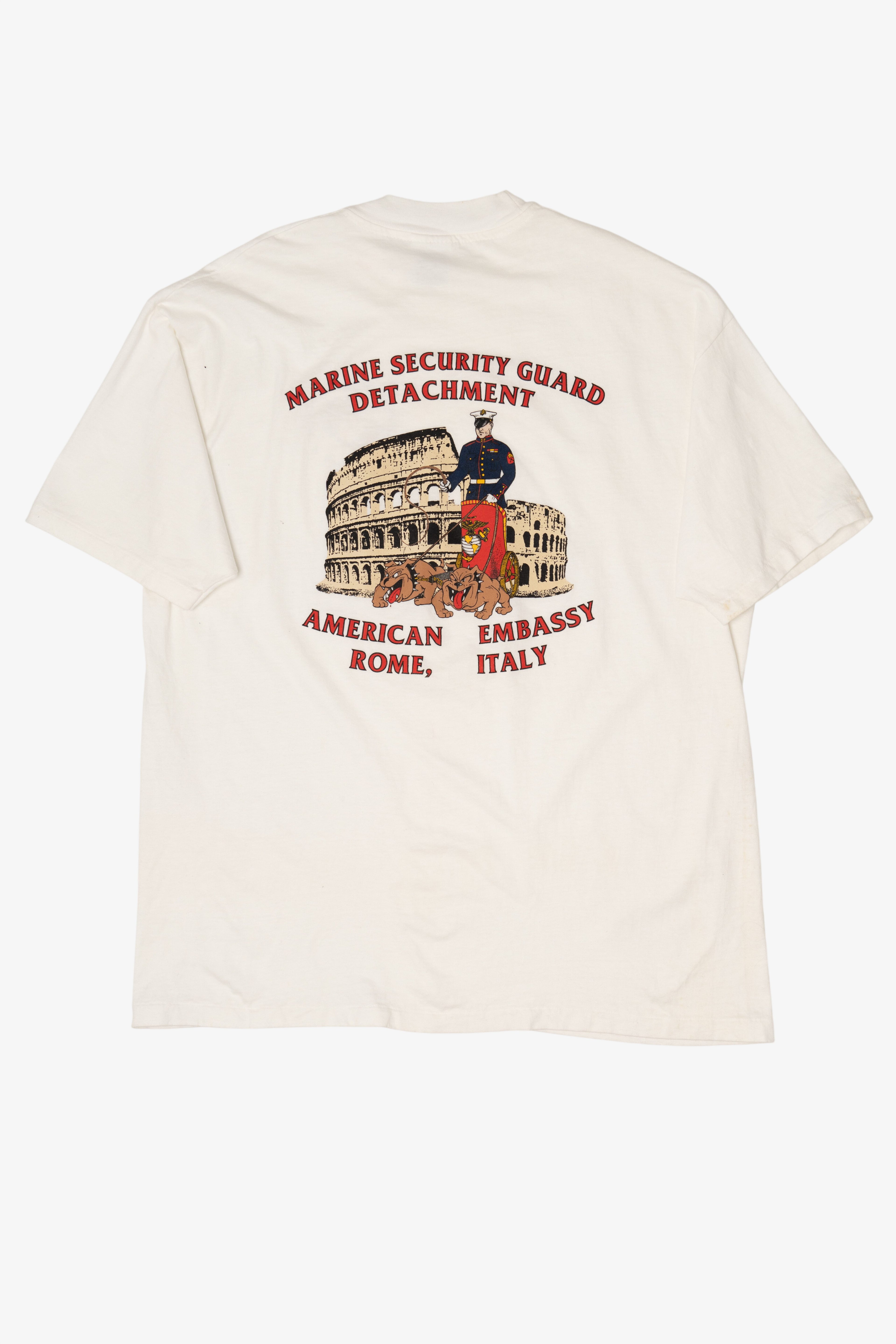 Vintage Marine Security Guard Detachment American Embassy Rome Italy T-Shirt (1990s)