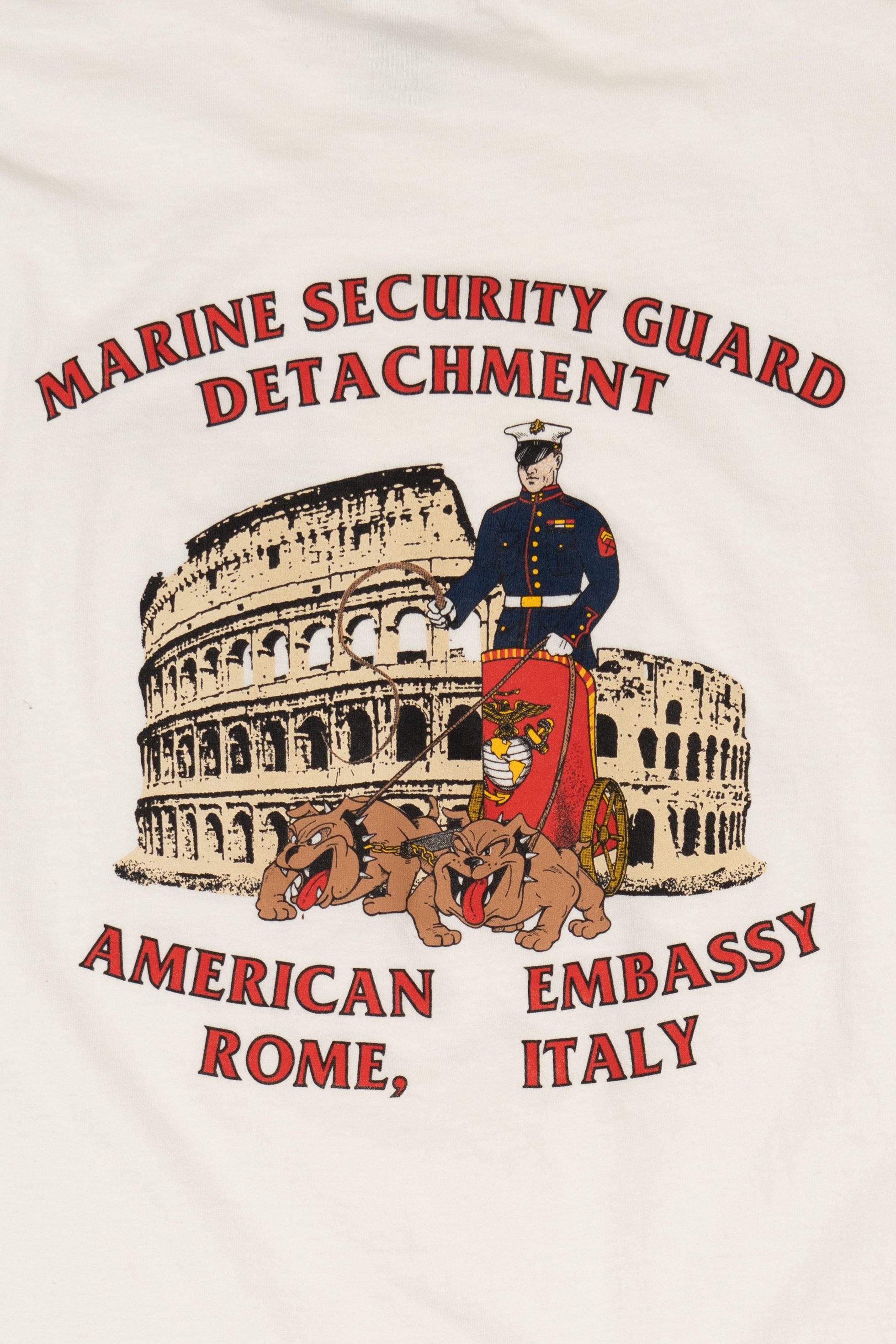 Vintage Marine Security Guard Detachment American Embassy Rome Italy T-Shirt (1990s)