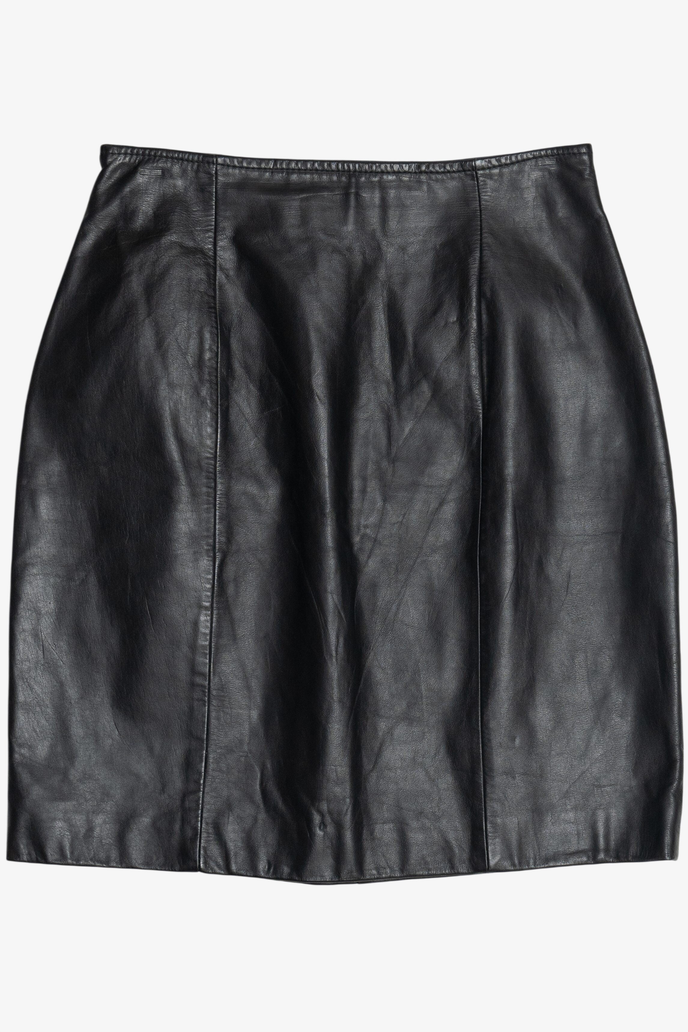 Vintage Genuine Leather Byrnes & Baker High Waisted Mini Skirt (1990s)