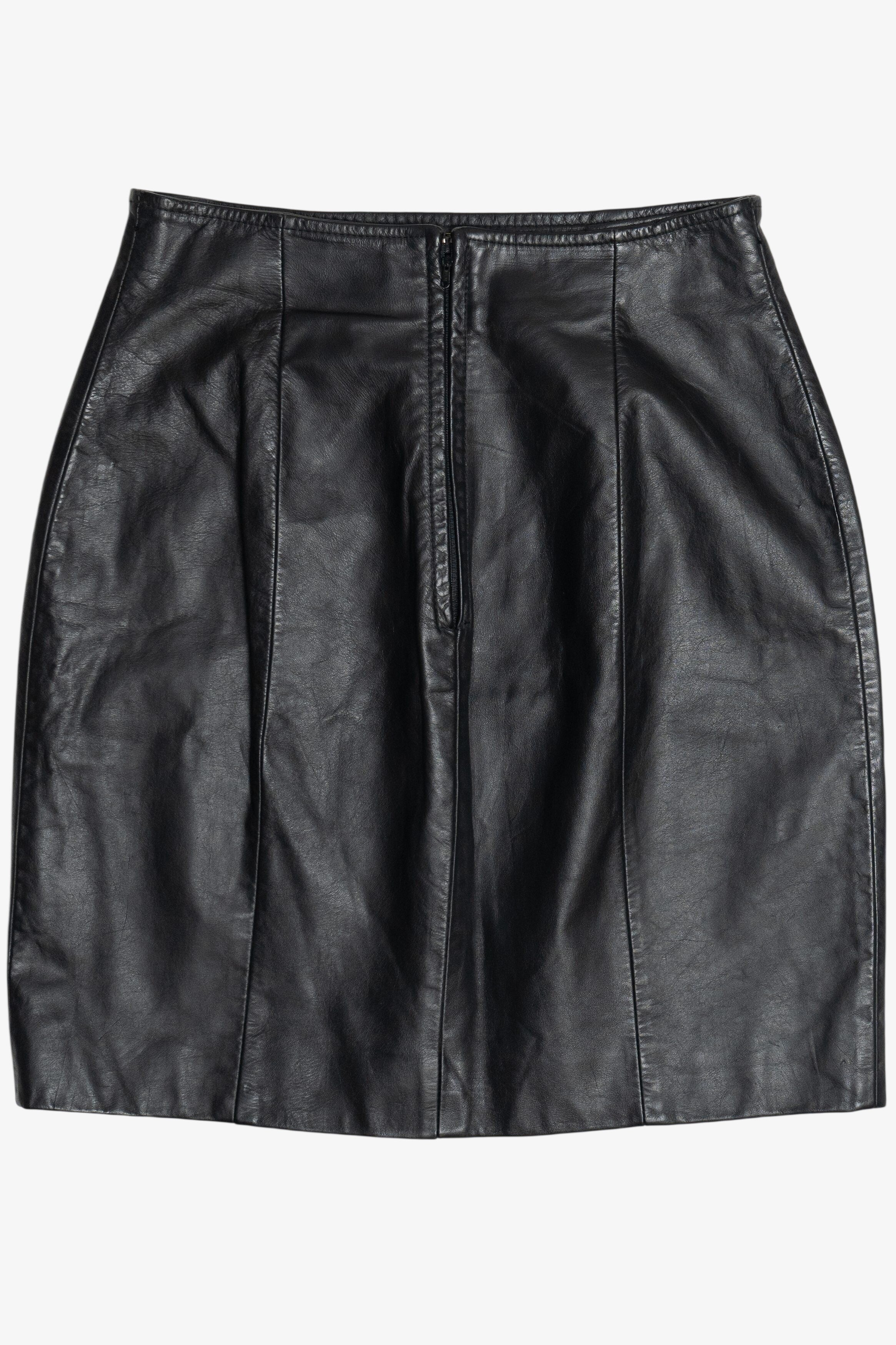Vintage Genuine Leather Byrnes & Baker High Waisted Mini Skirt (1990s)