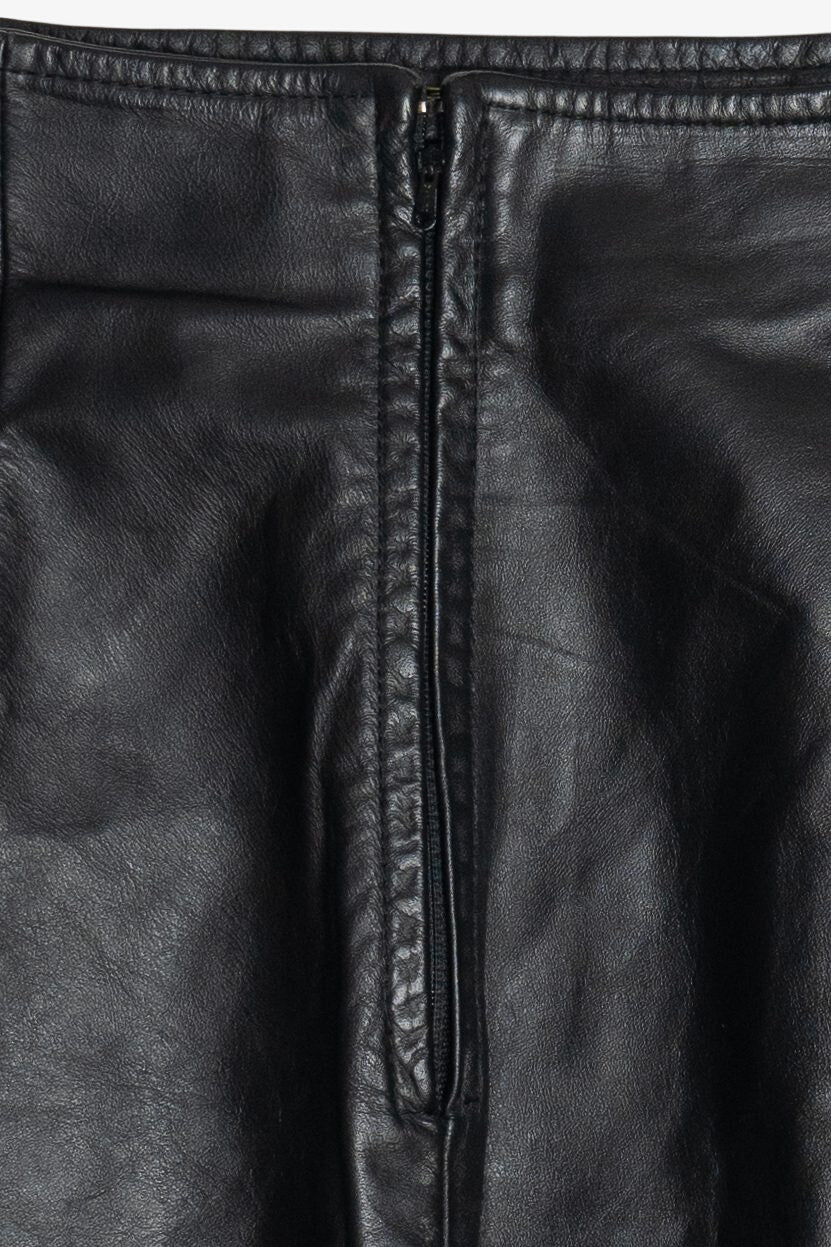 Vintage Genuine Leather Byrnes & Baker High Waisted Mini Skirt (1990s)