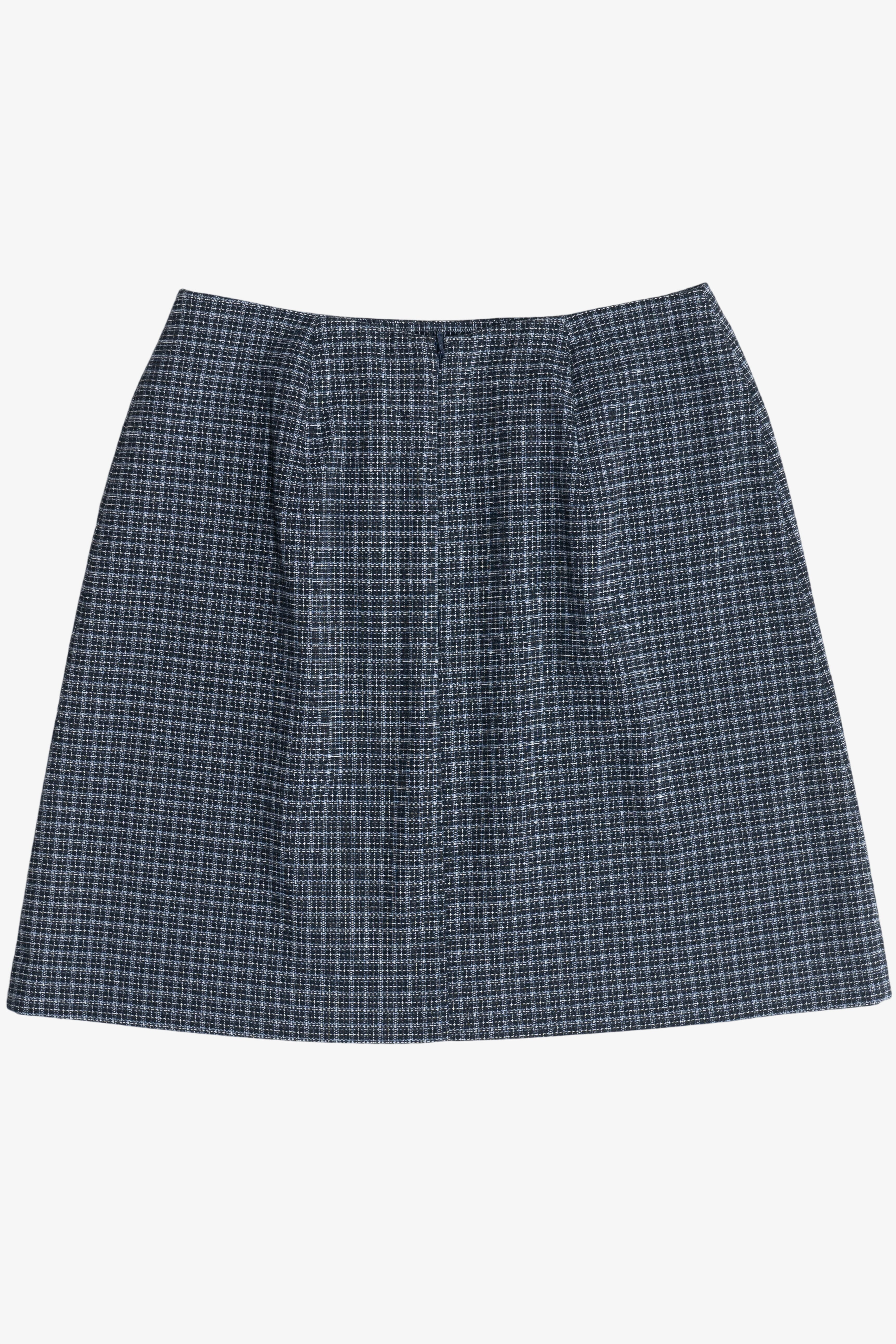 Navy Blue Talbots Double Pocket Plaid Mini Skirt (1990s)