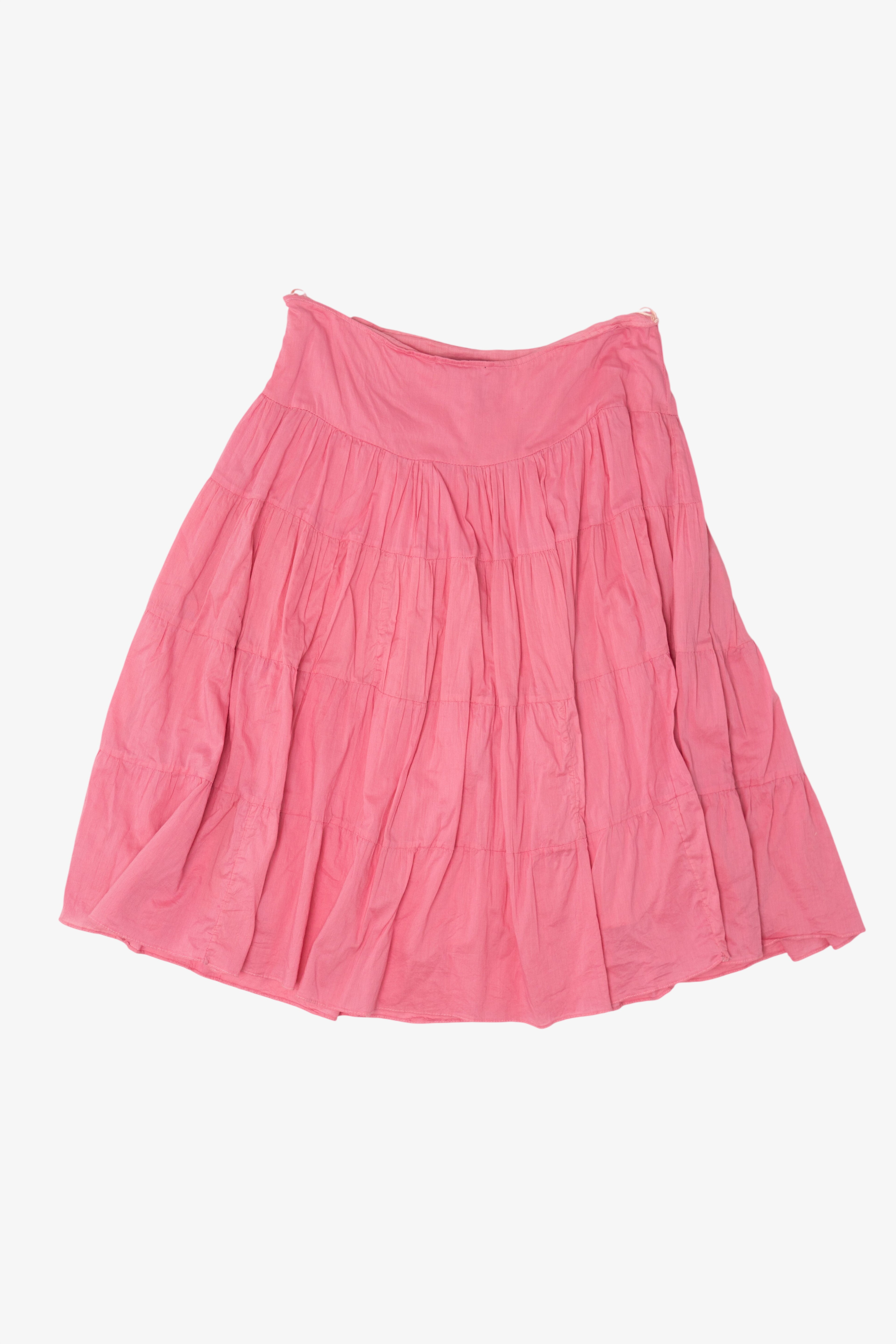 Vintage Pink Angie Tiered Embroidered Skirt (2000s)