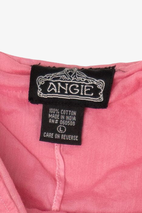 Vintage Pink Angie Tiered Embroidered Skirt (2000s)