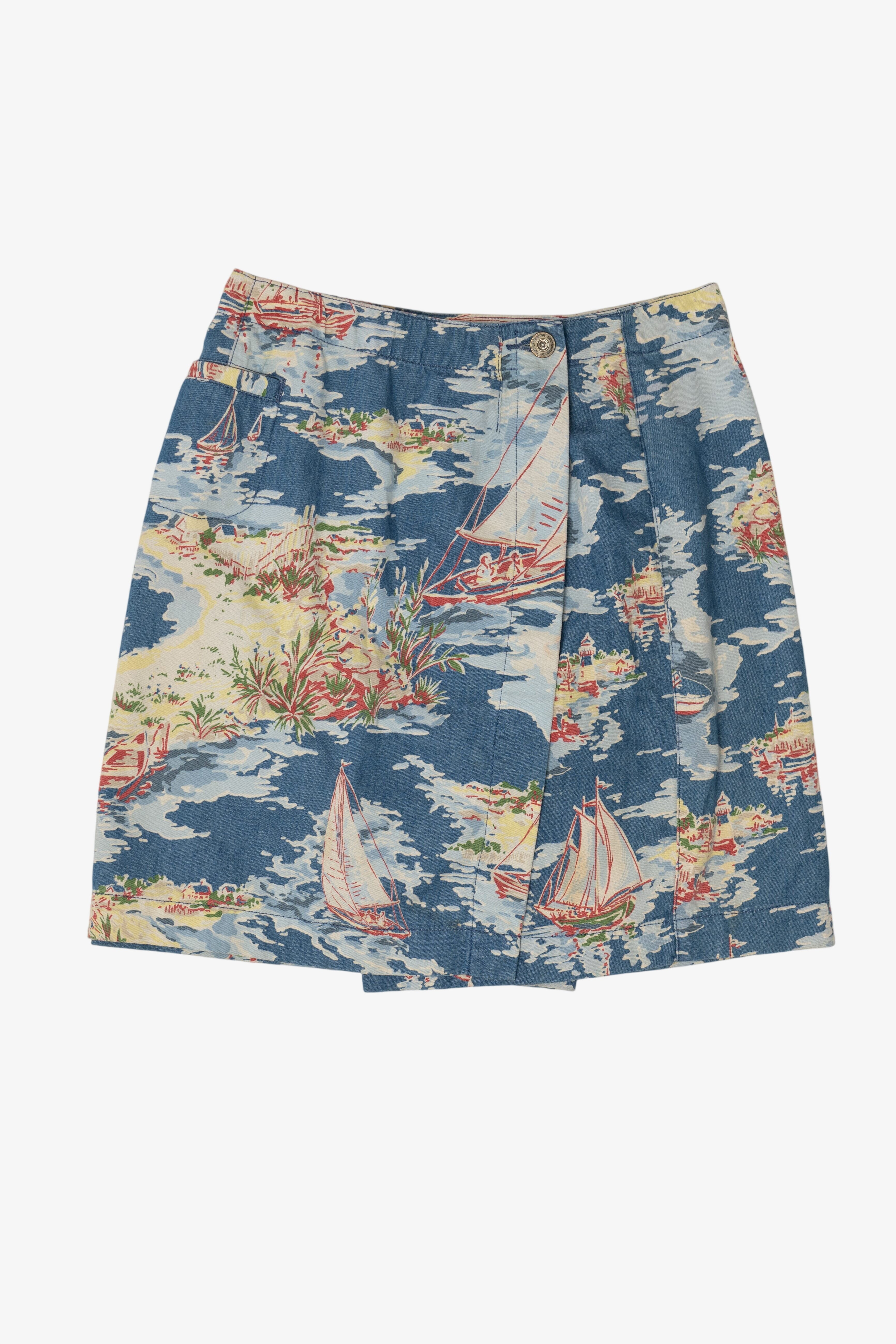 Vintage Blue Liz Claiborne Sailing Pattern Skort (1990s)