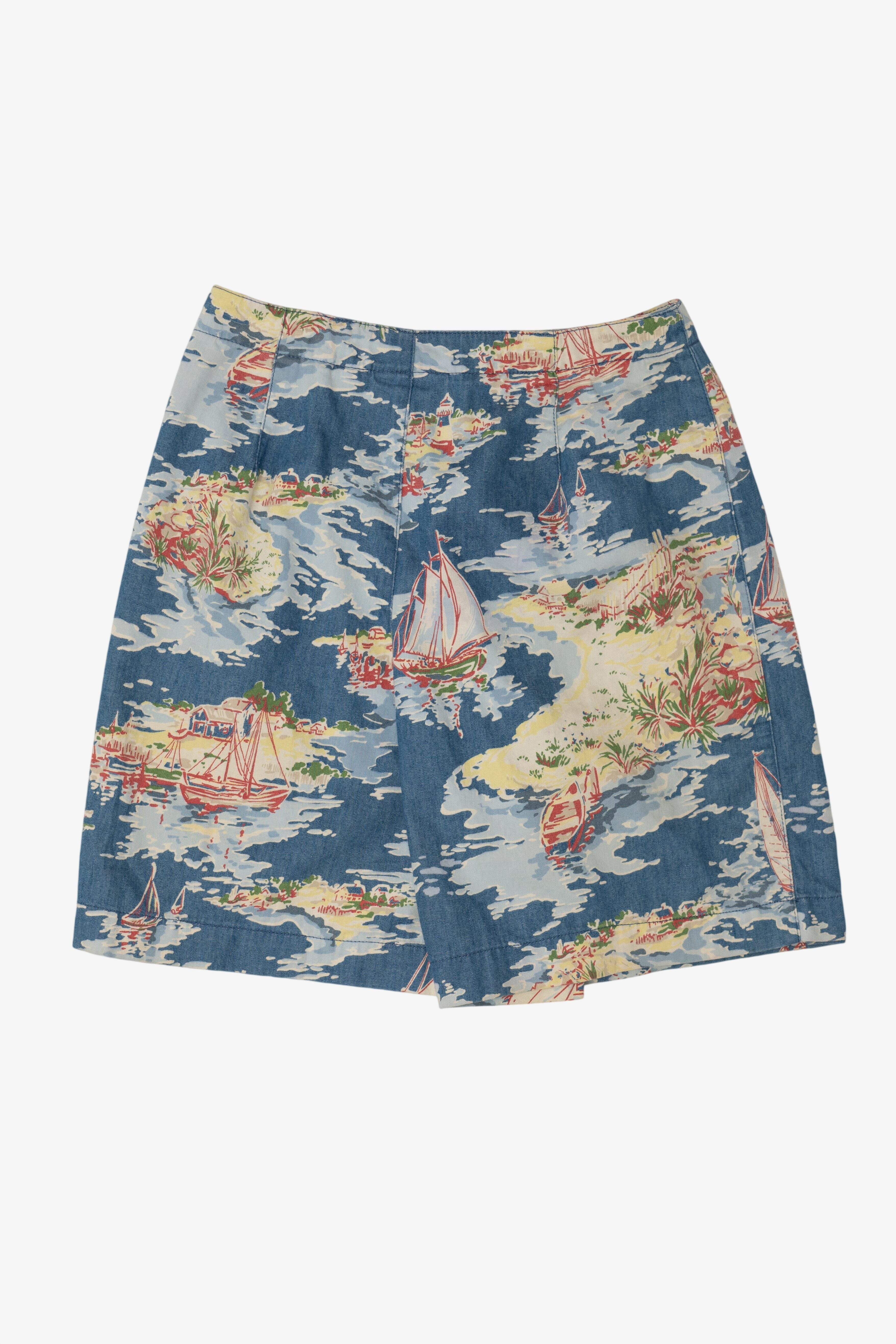 Vintage Blue Liz Claiborne Sailing Pattern Skort (1990s)