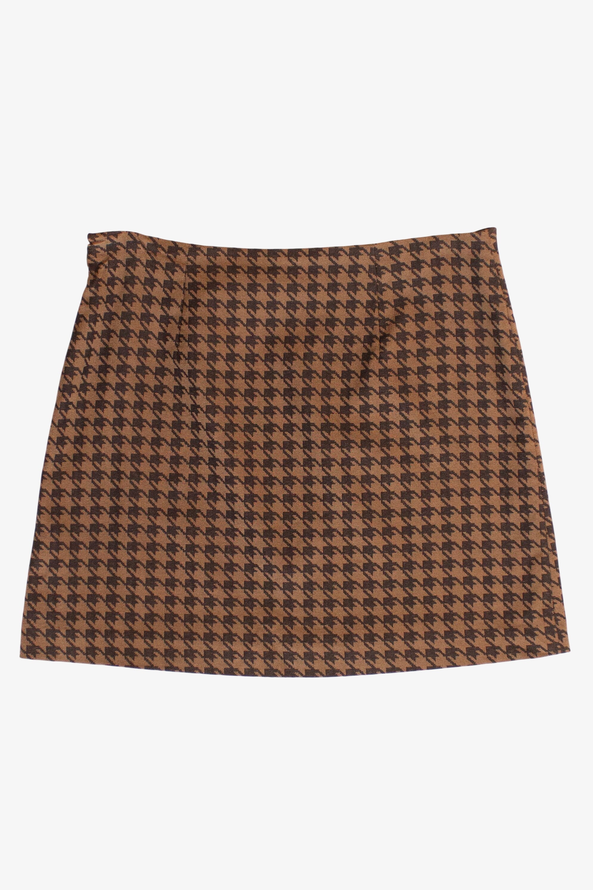Brown Houndstooth Stretch Mini Skirt (2020s)
