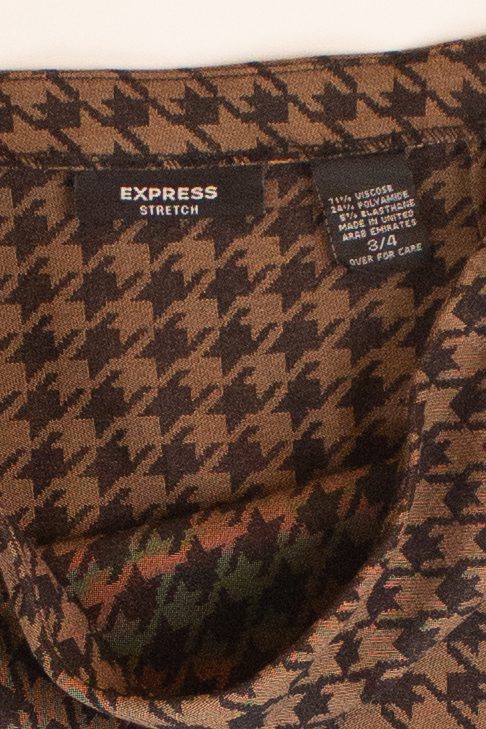 Brown Houndstooth Stretch Mini Skirt (2020s)