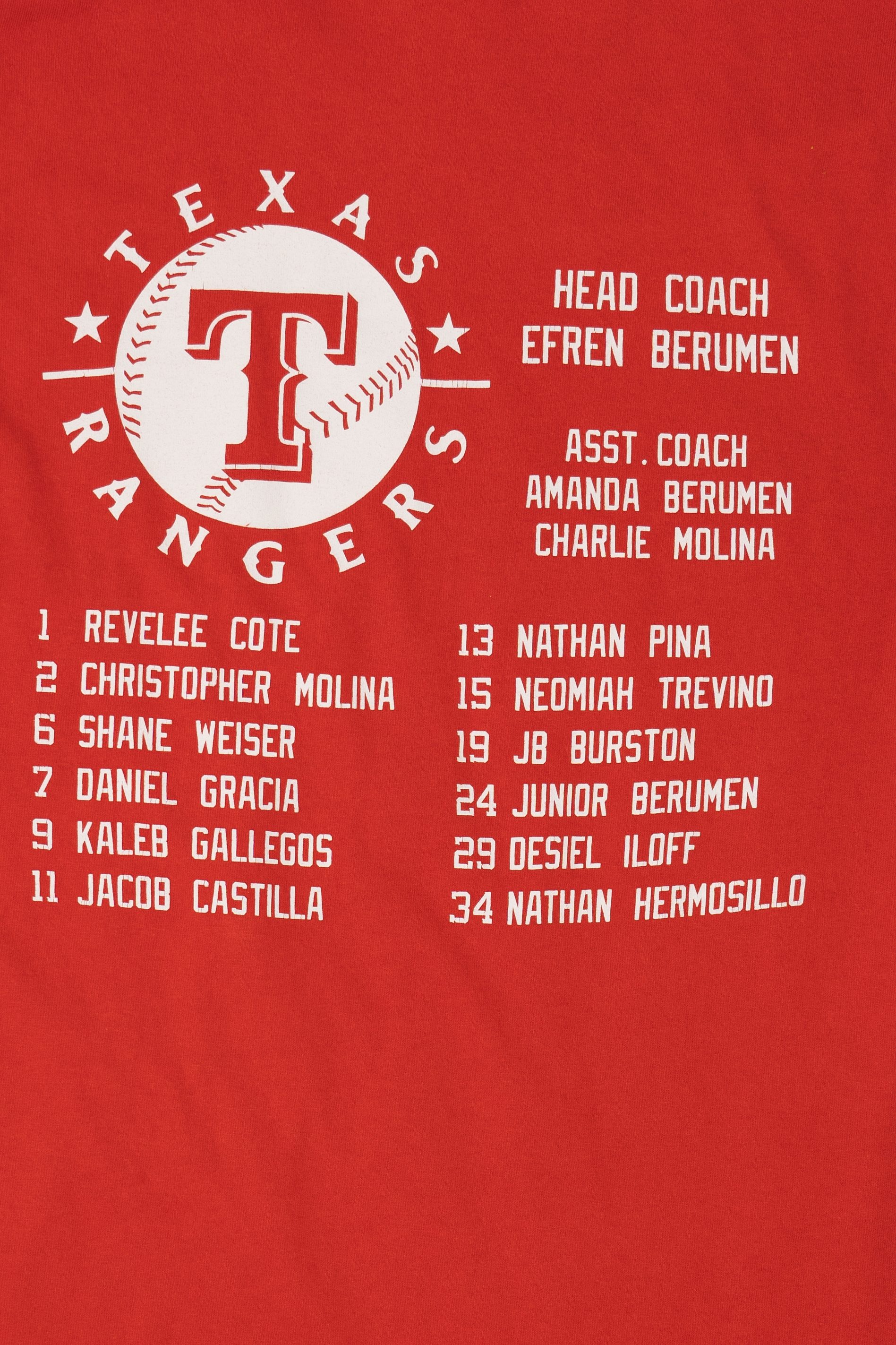 Red Texas Rangers Baseball T-Shirt (2010s)